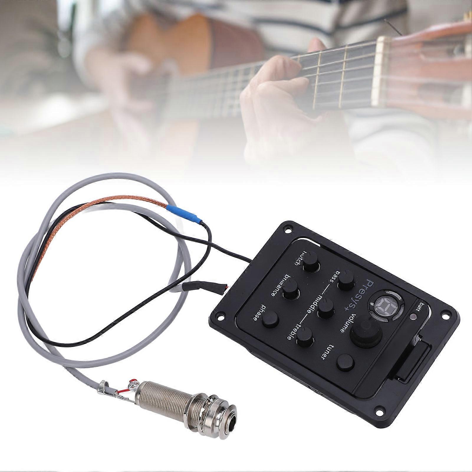 Guitar Preamp EQ Equalizer with LED Tuner High Sensitivity.