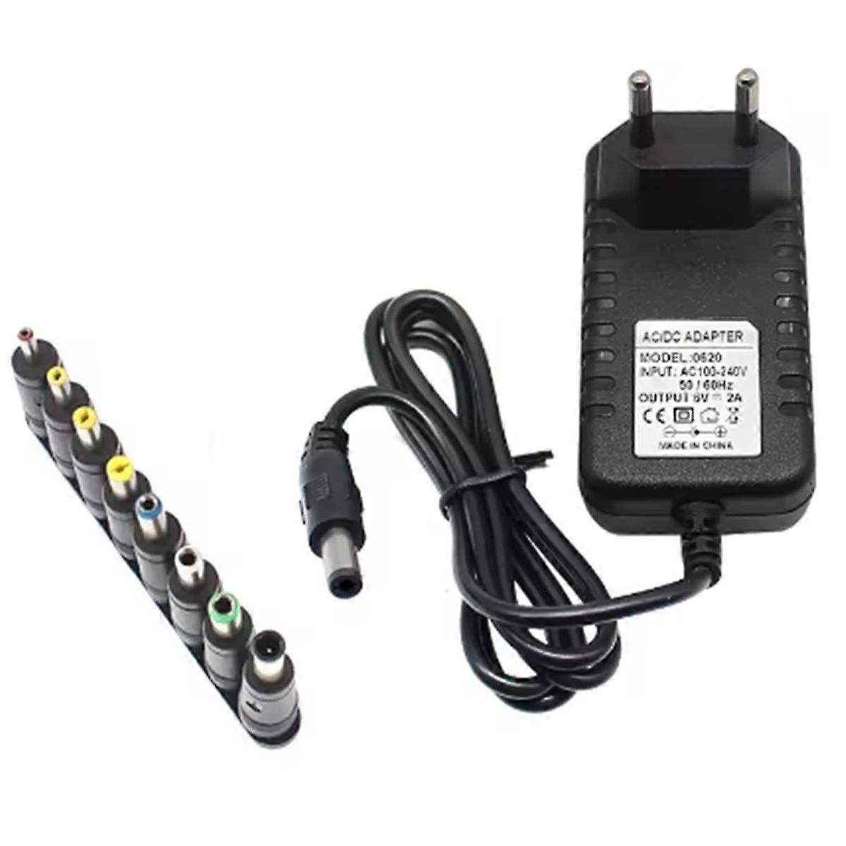 DC 6V 2A Voeding Adapter Oplader AC 100V-240V AC DC Stroomadapter DC Plug Converter met 8-poorts connector EU-stekker