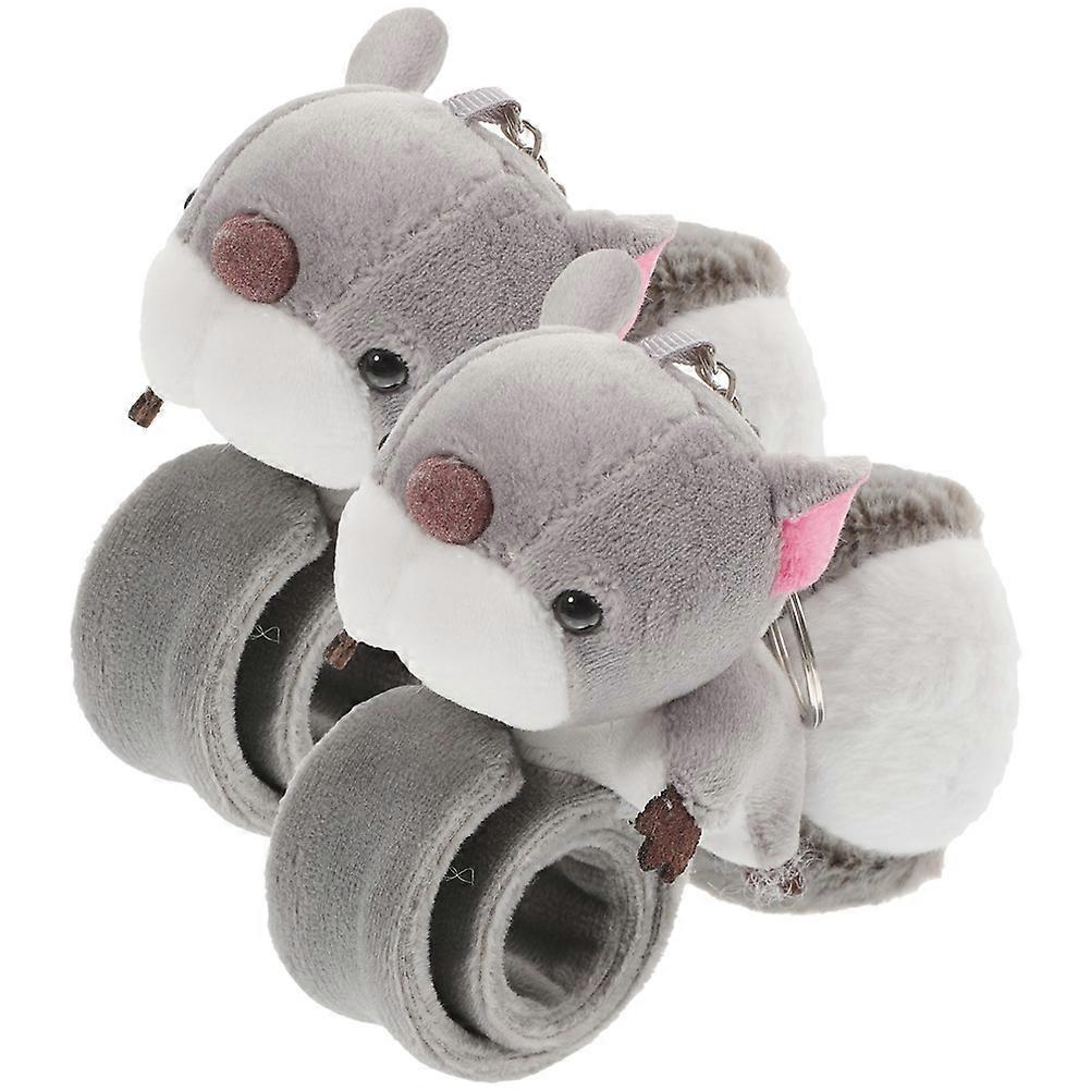 2Pcs Plush Squirrel Shape Slap-on Bracelet Ideal For Children's Day Festival Playtime 24x6cm