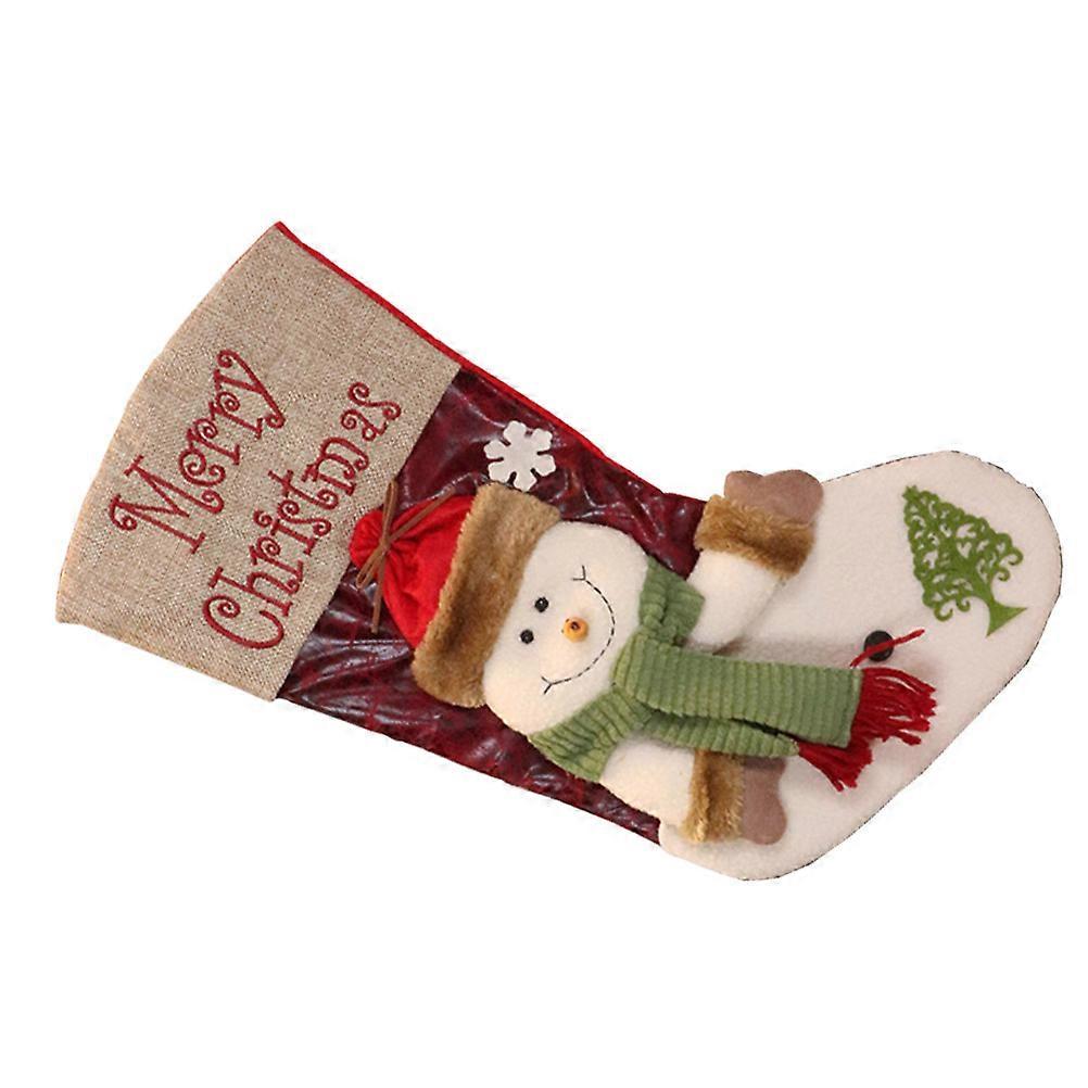 Christmas Socks Storage Bag for Decoration Use with Multi Colored Snow Man Design 1Pcs