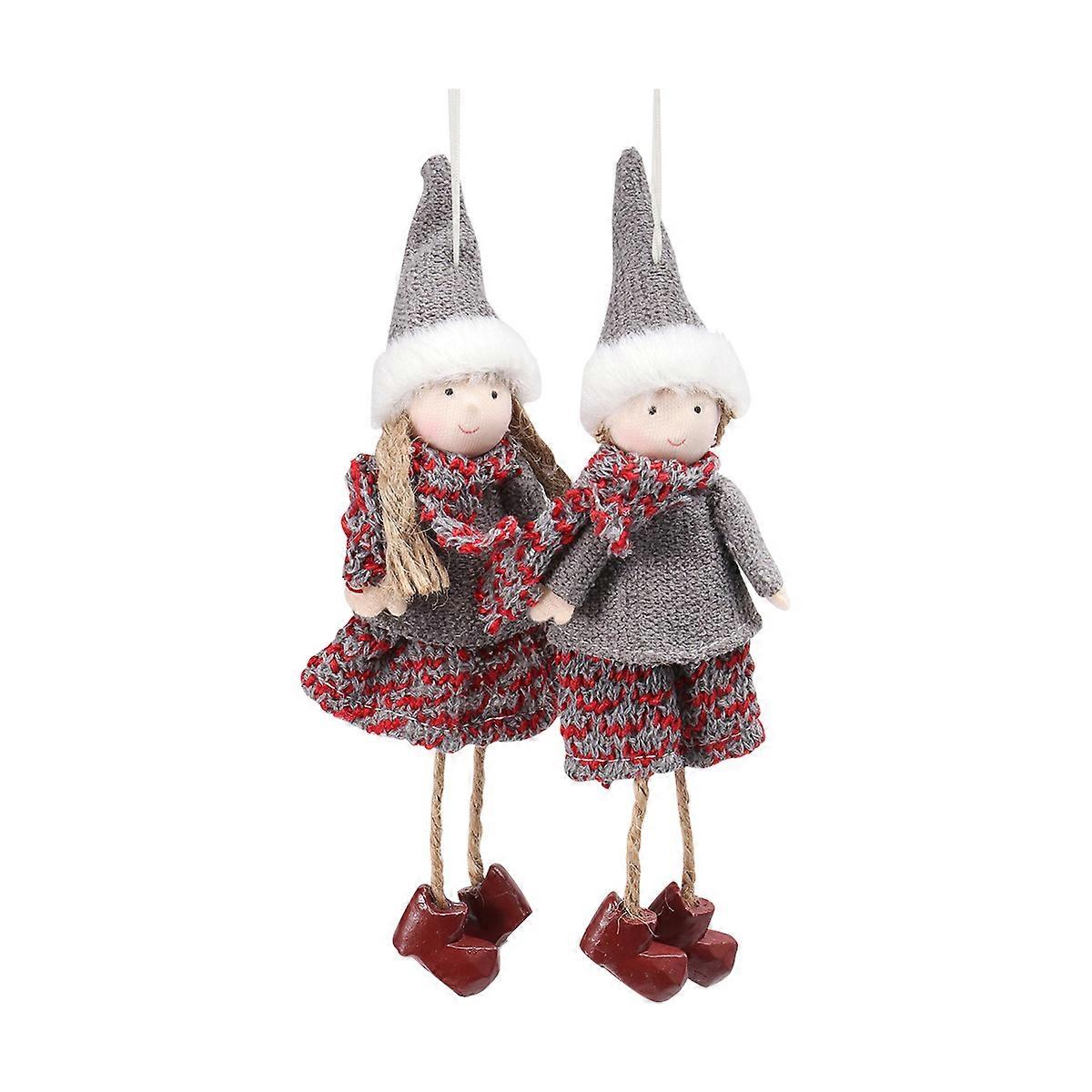 Christmas Figurines 2Pcs Light Grey Tree Pendant Decoration Suitable For Balcony Occasions