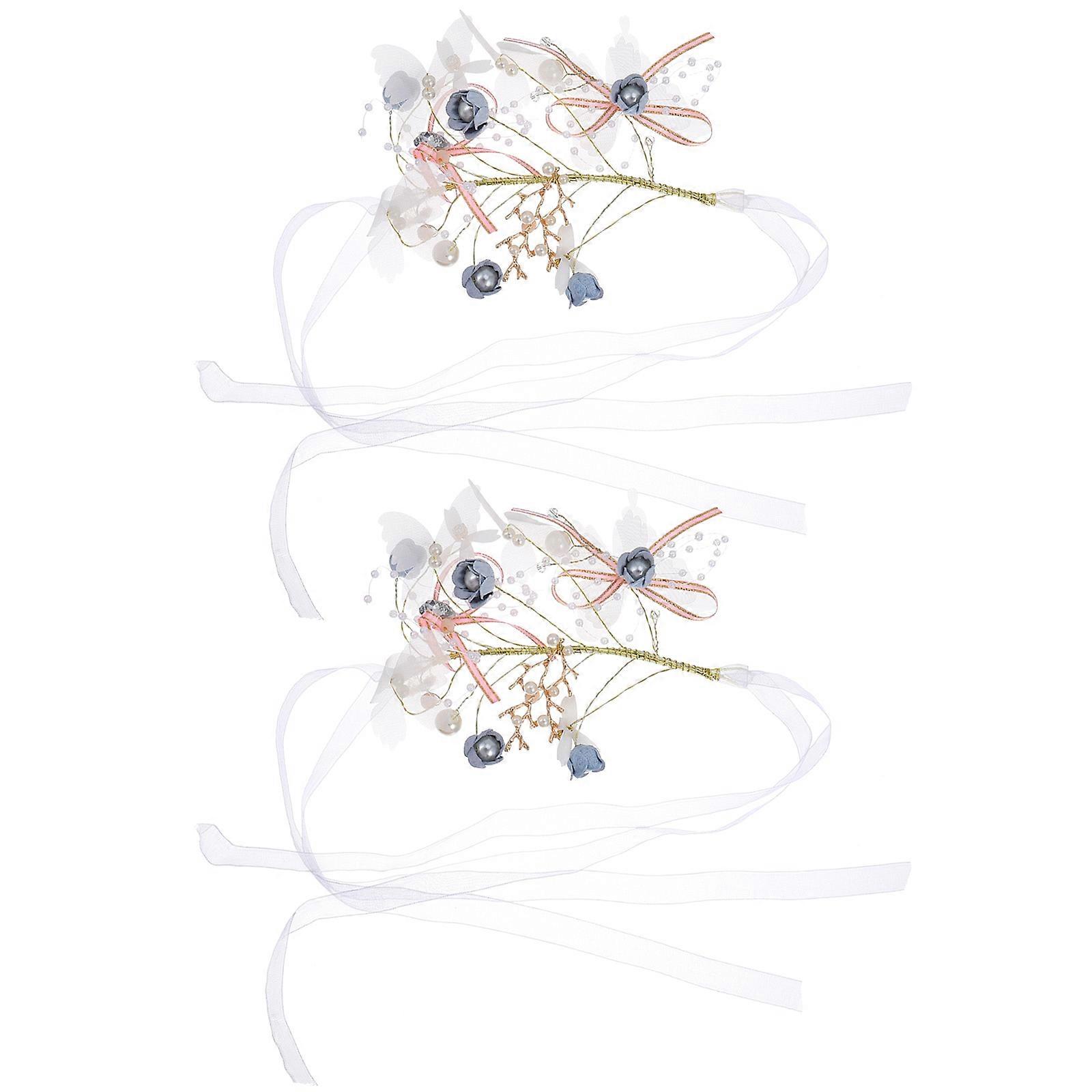 Wrist Flower Ornament Bridal Accessory For Special Occasions 14x12cm Delicate Modeling 2Pcs
