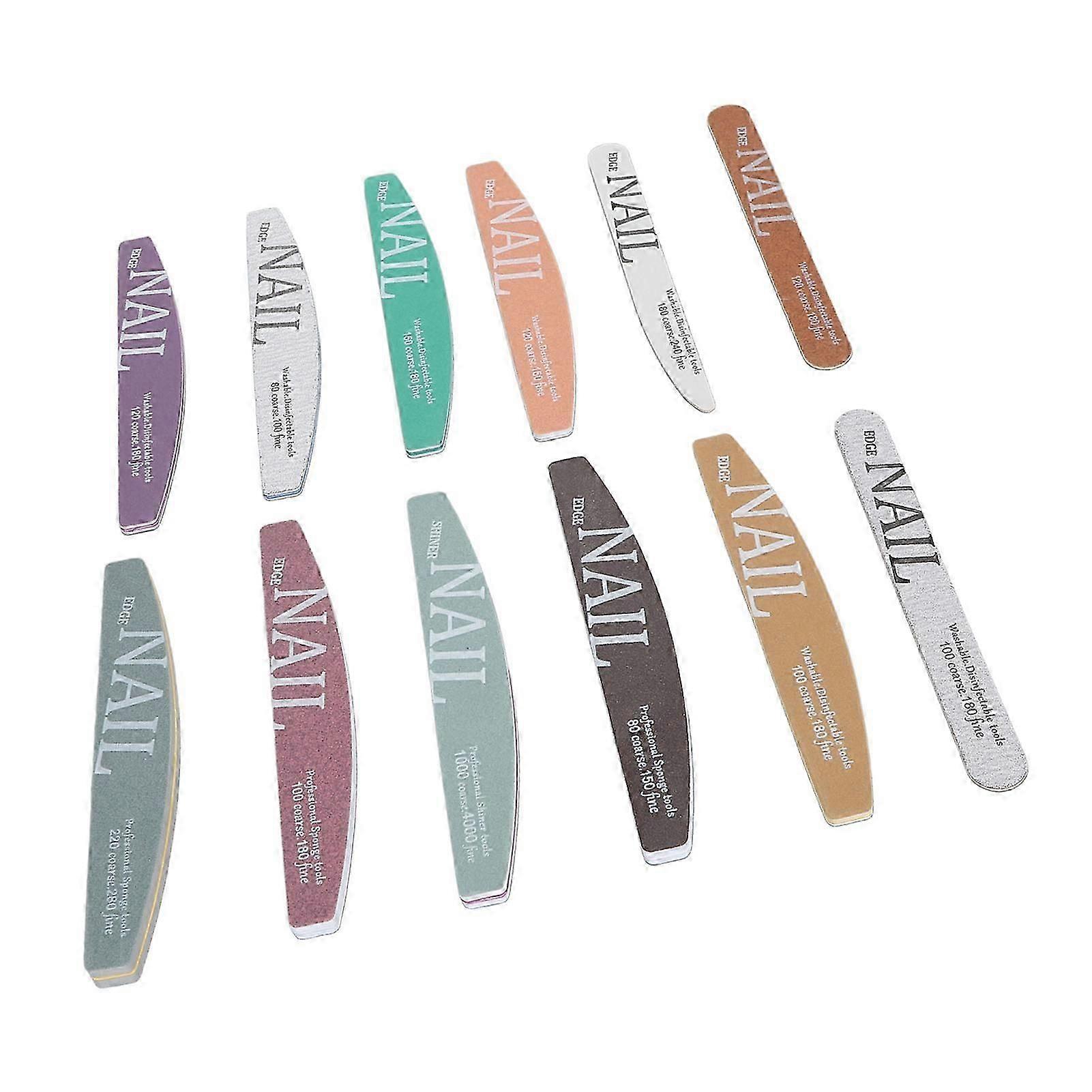 manicure nail file set 12pcs half moon shape polishing buffer