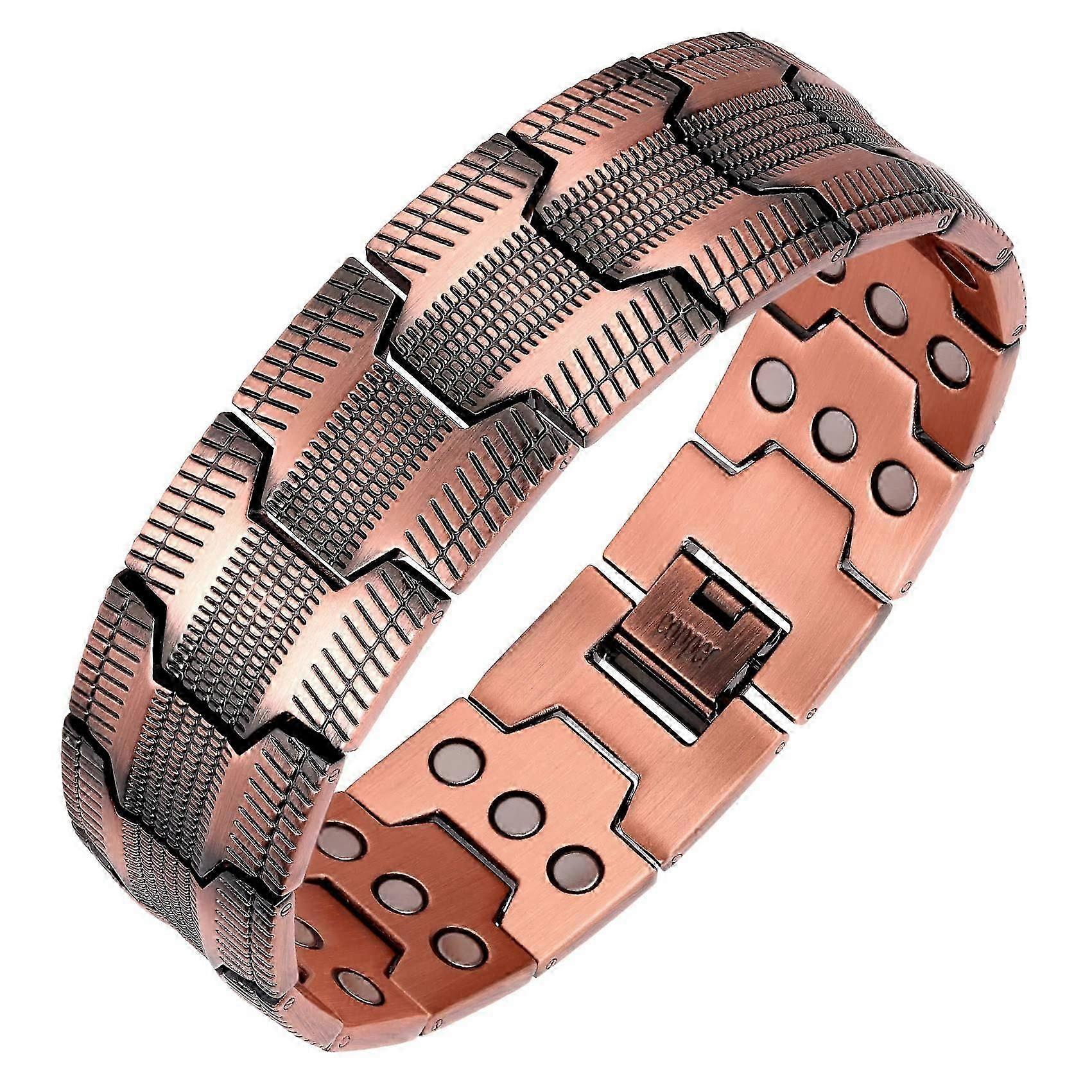 Men's Copper Bracelet,3X Strength 99.99% Pure Copper Bracelets Magnetic with Magnets,Adjustable Length with Sizing Tool