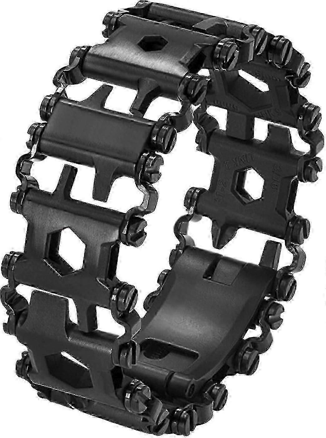 男性用ステンレススチールツールブレスレット、レザーマントレッド&ウォッチバンドに対応、29-in-1サバイバルツール、ハイキング&トラベルウェアラブルブラ