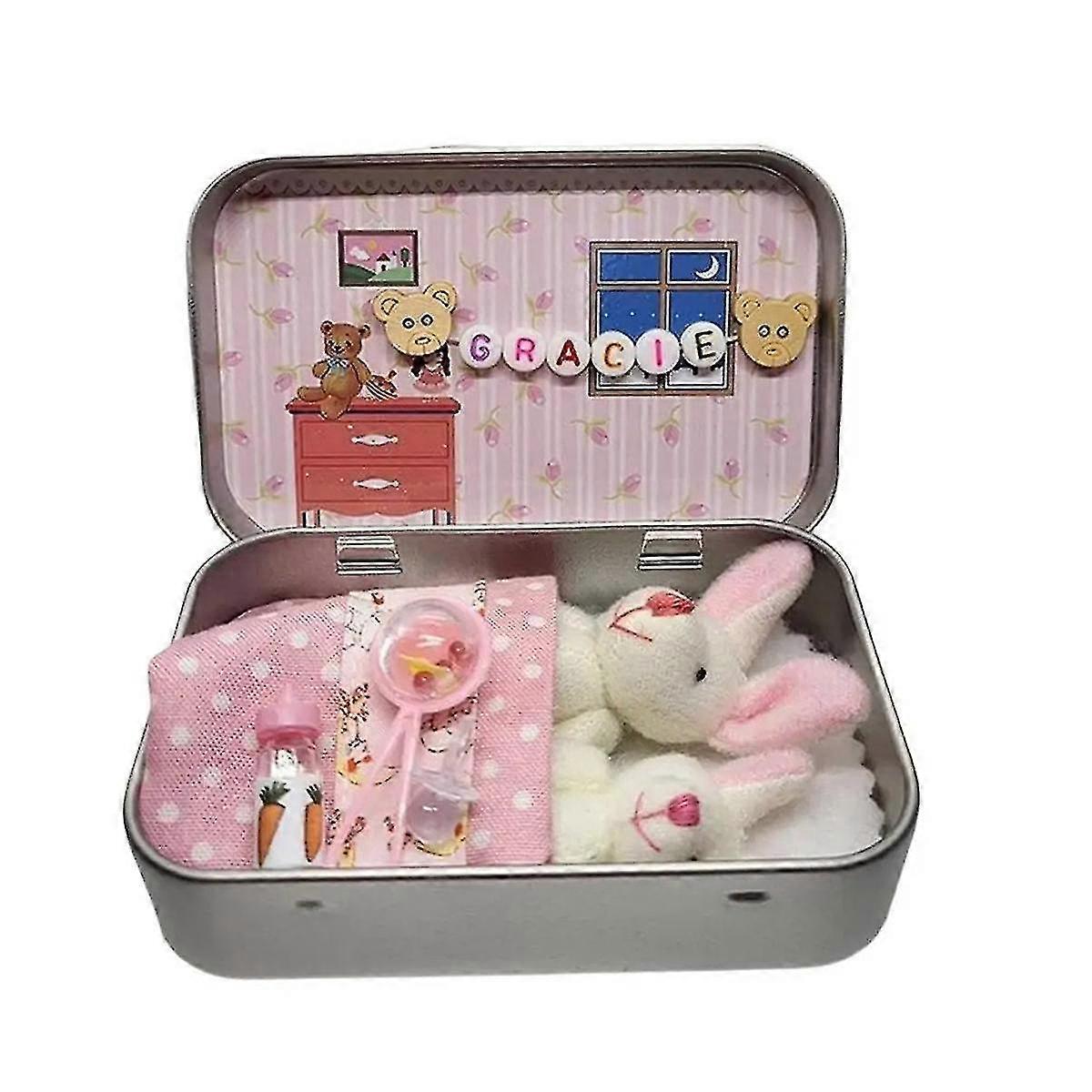 Easter Bunny Stuffed Animal Little Pocket Rabbit in A Tin Stuffed Tiny Bunny Little Bunny Toys Worr