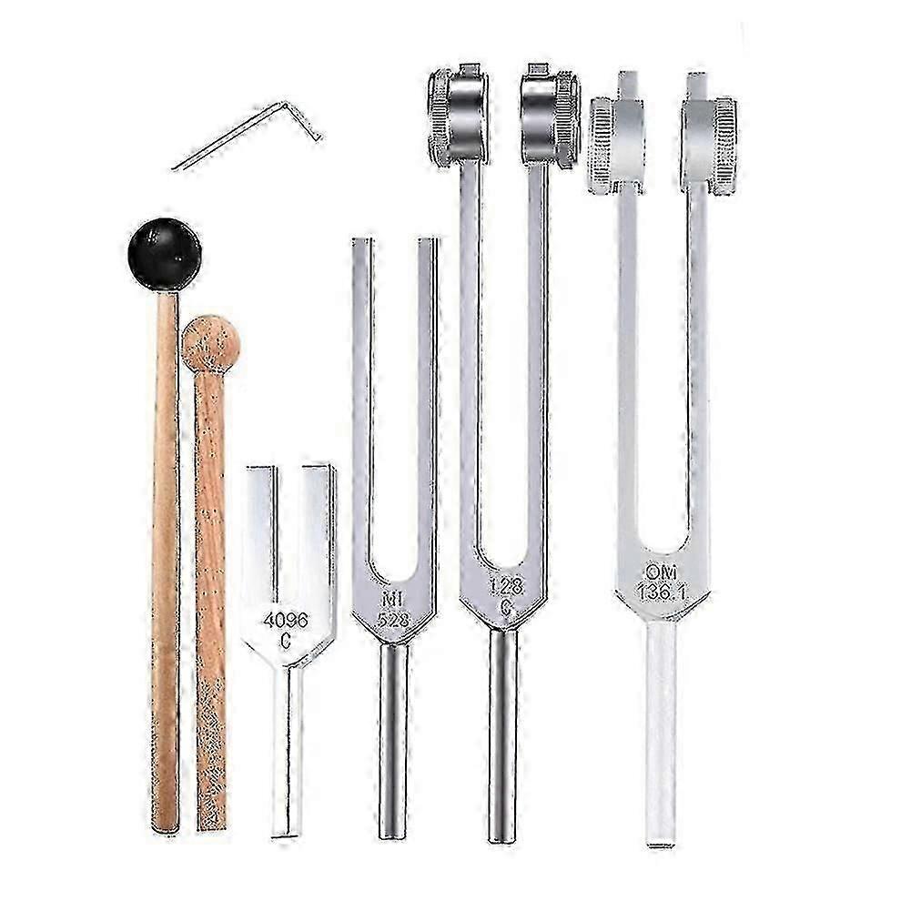 4pcs Tuning Fork Set 128Hz/136.1Hz/528Hz/4096Hz - Sound Therapy Tools for Stress Relief & Healing Frequencies hwy