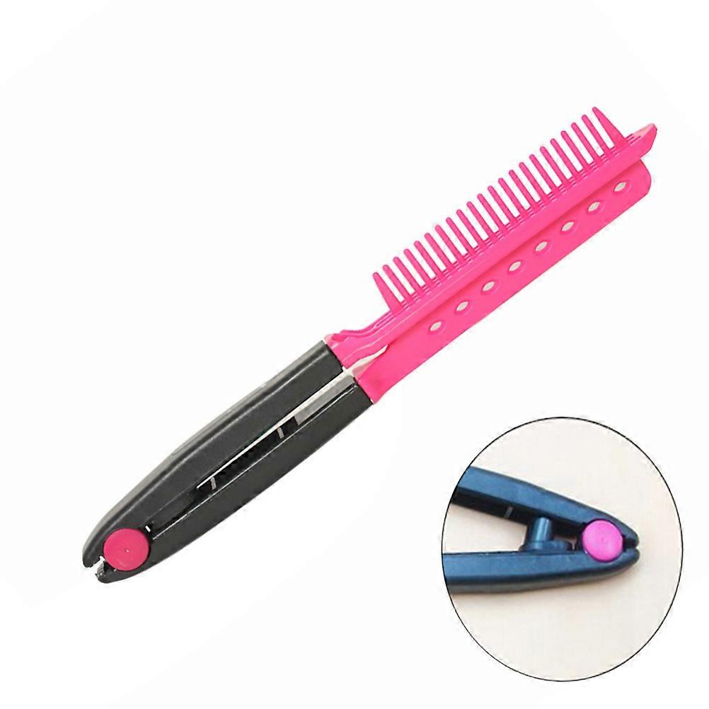V Shape Comb Hair Straightener for Hair Styling 2Pcs Portable Pink Tool