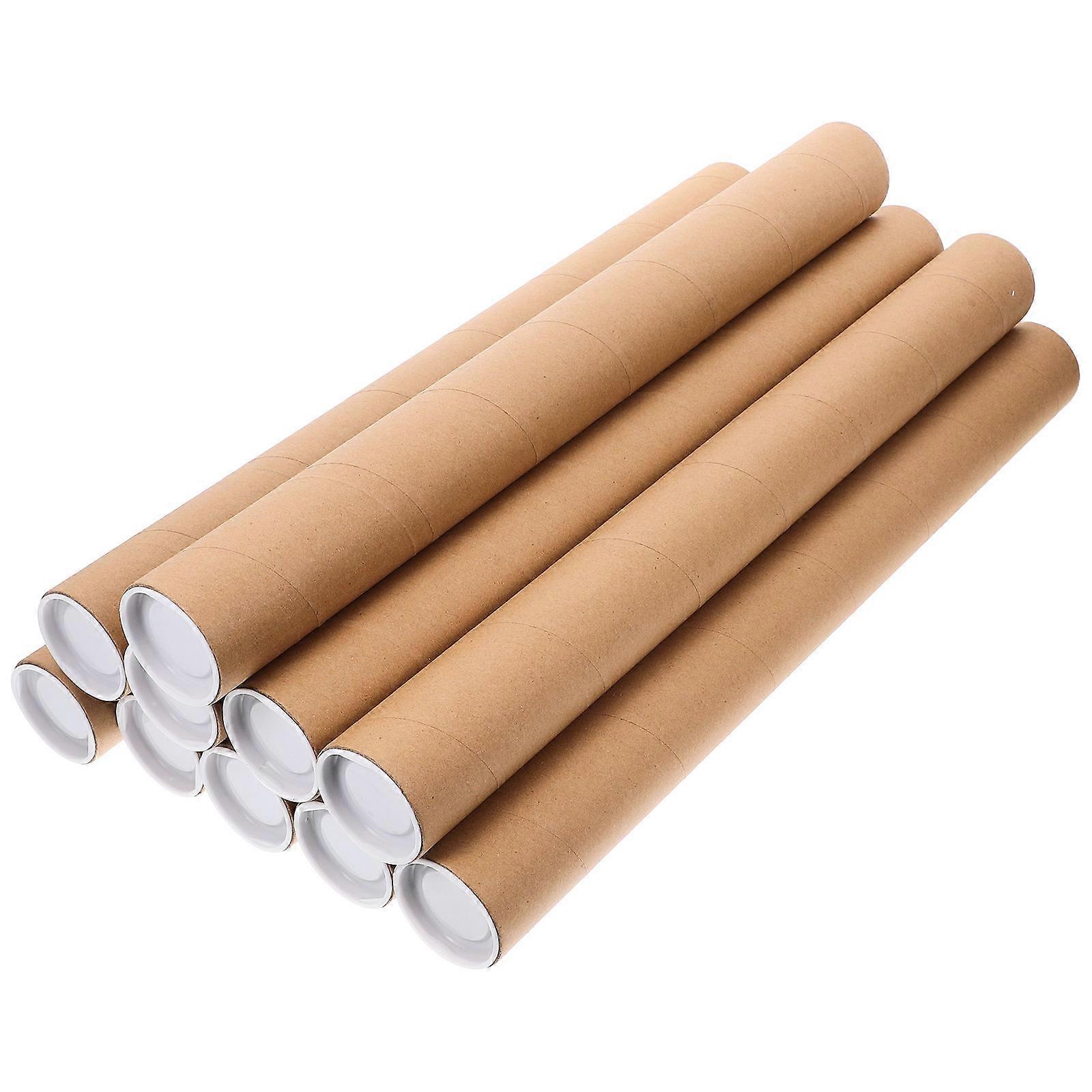 Kraft Mailing Tubes With Caps For Commercial Users Personal Users 50.80X5.50X5.50CM Large Capacity 10Pack