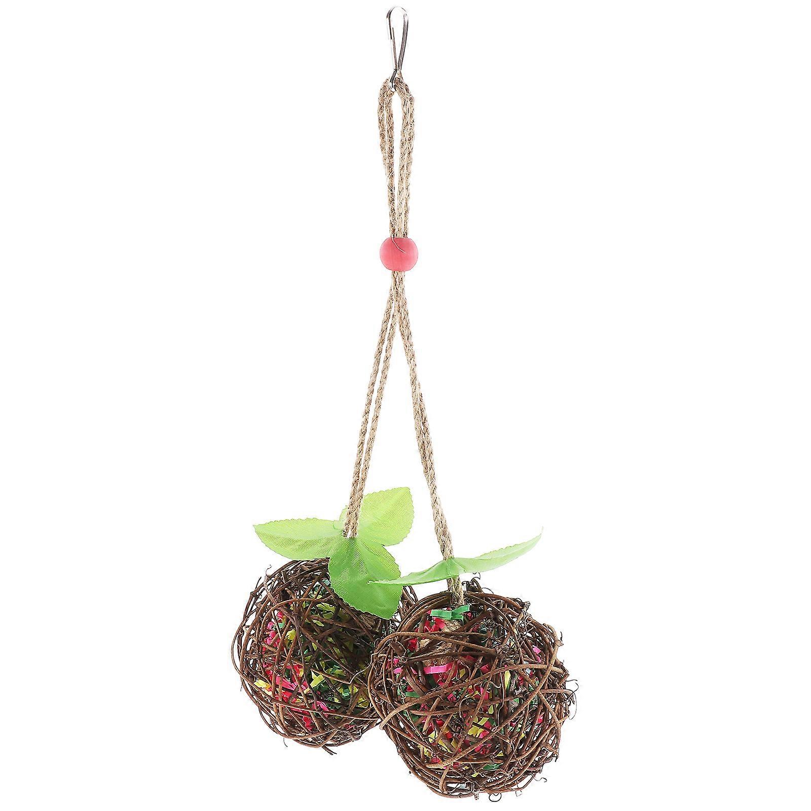 Wooden Parrot Foraging Toy Hanging Bird Chewing Toy for Parakeet 2Pcs
