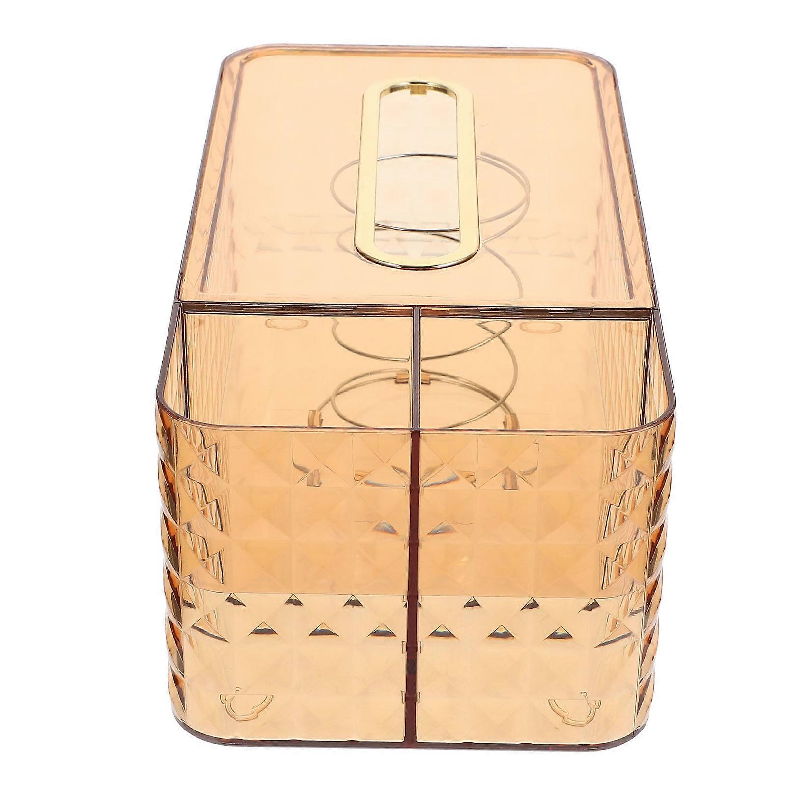 Golden Tissue Box Cover Desktop Tissue Box Multi-Functional 4Pcs Set