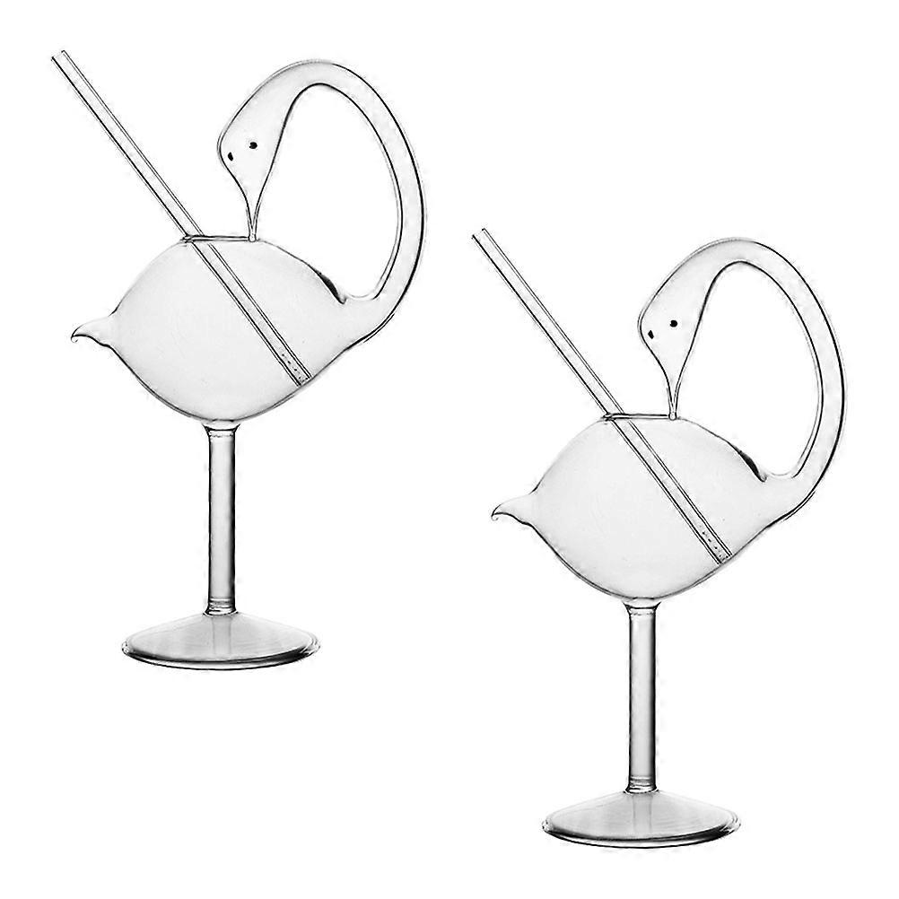 Transparent Swan Cocktail Glass Glassware for Home Use 2Pcs