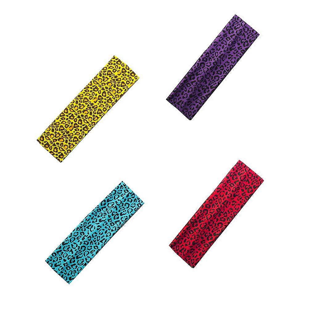 Leopard Headbands Elastic Headband for Hair Keeping 4Pcs Cotton Wraps