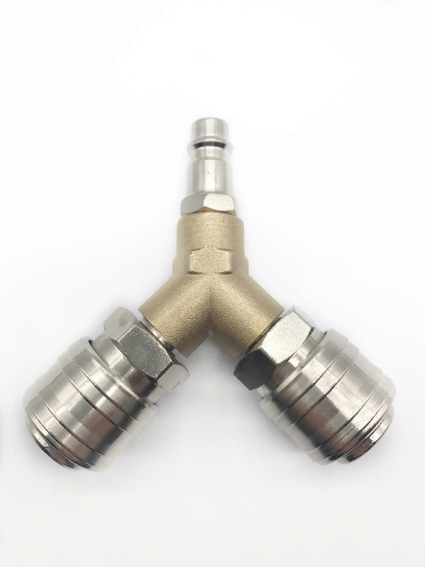 Compressor Fitting, Compressed Air Distributor, 1/4 Compressed Air Fitting 3 Way Quick Release Compressed Air Connector with Male Thread Y Distributo