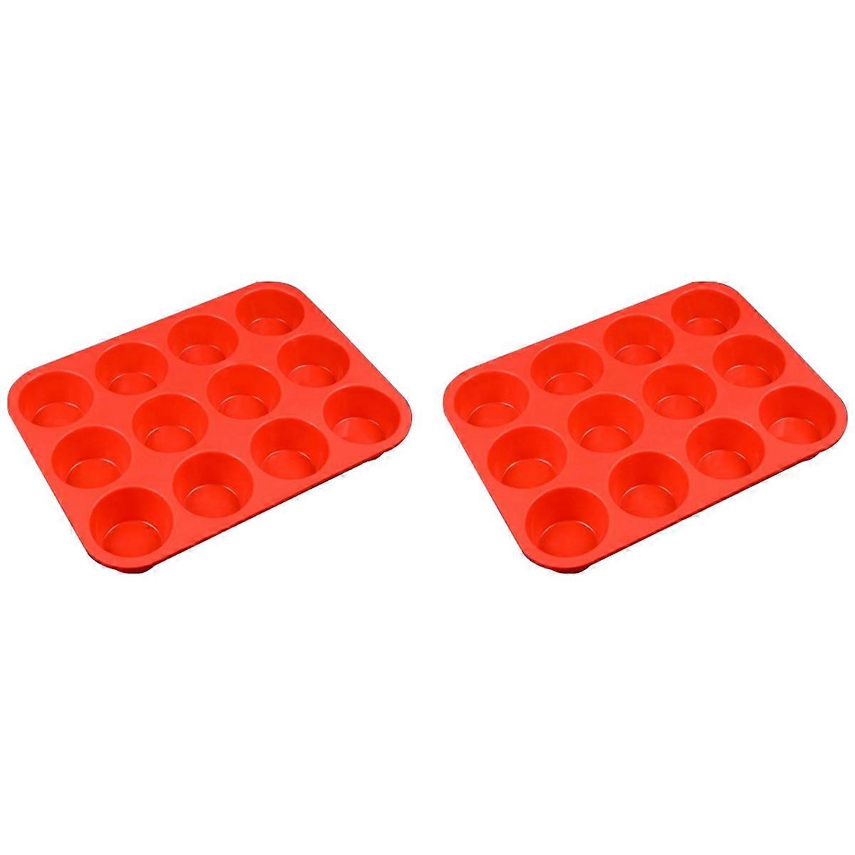 2x12 cups regular silicone cupcake pan, non-stick silicone perfect
