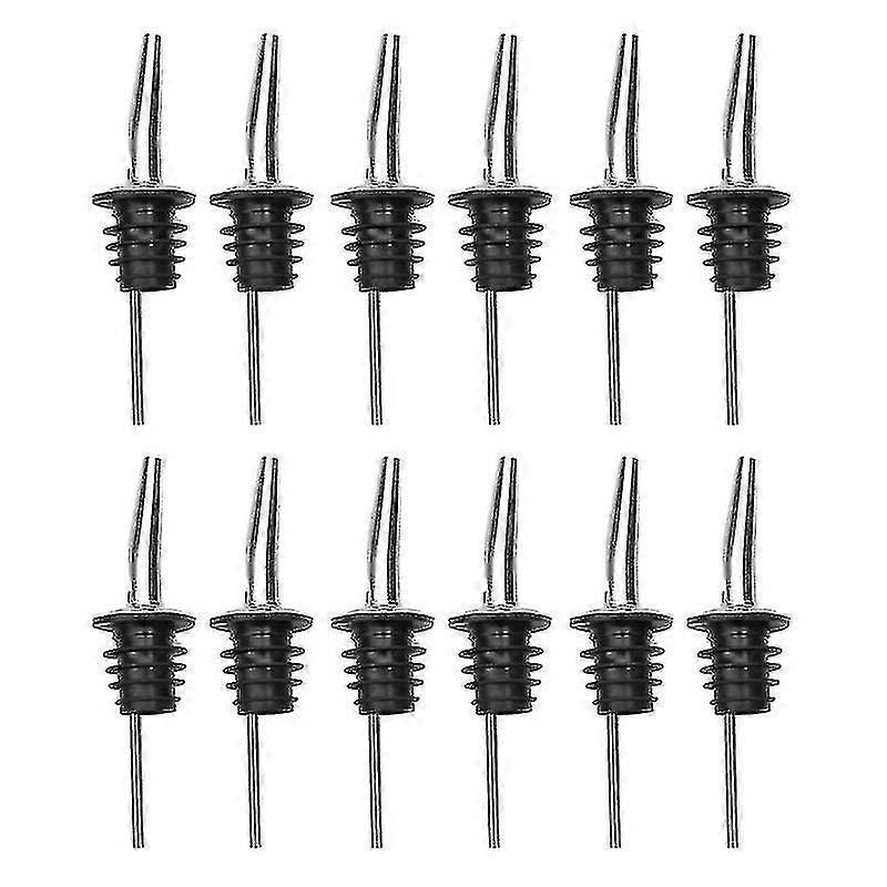 ステンレススチール製クラシックボトルポアラー テーパードスパウトリカーポアラー ゴム製ダストキャップ付き レストラン用 12個