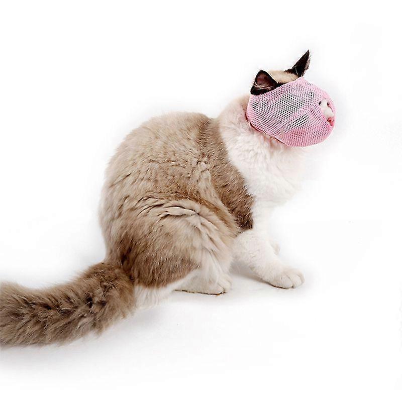 Cat Muzzles Multipurpose Adjustable Bite Resistance Breathable Mesh Cat Mouth Cover for Cats Kittens Pink