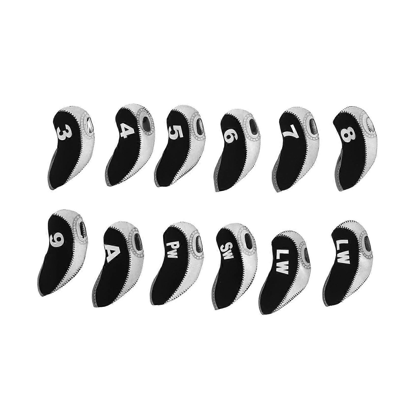 12Pcs Putter Head Covers Blade Golf Club Headcovers Neoprene Protective Jacket for Training Daily UseWhite