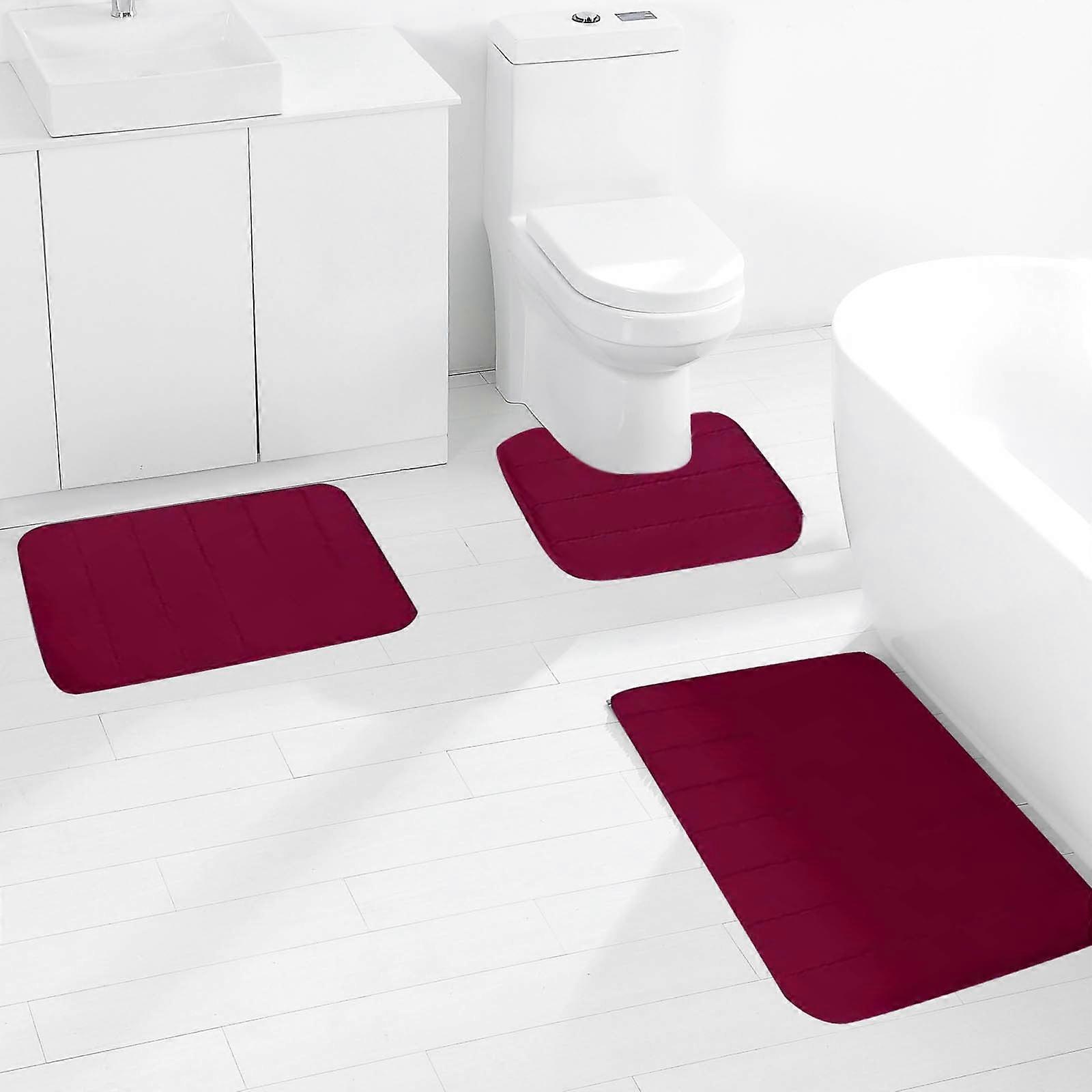 wileqep Bathroom Mat, Memory Foam Bath Mat Set compatible with bathroom floor, super soft, water absorption, machine washable