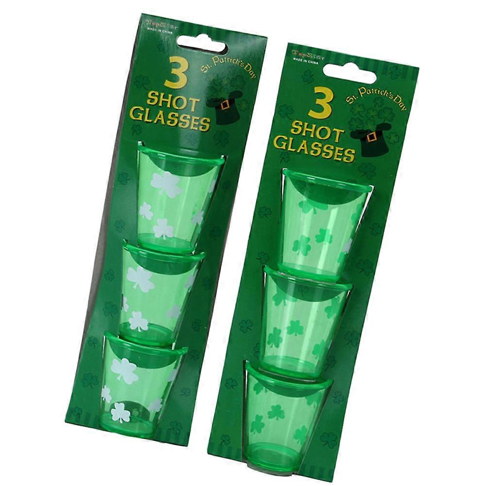 Plastic Cups with Shamrocks Saint Patrick's Day Shot Glasses 6Pcs
