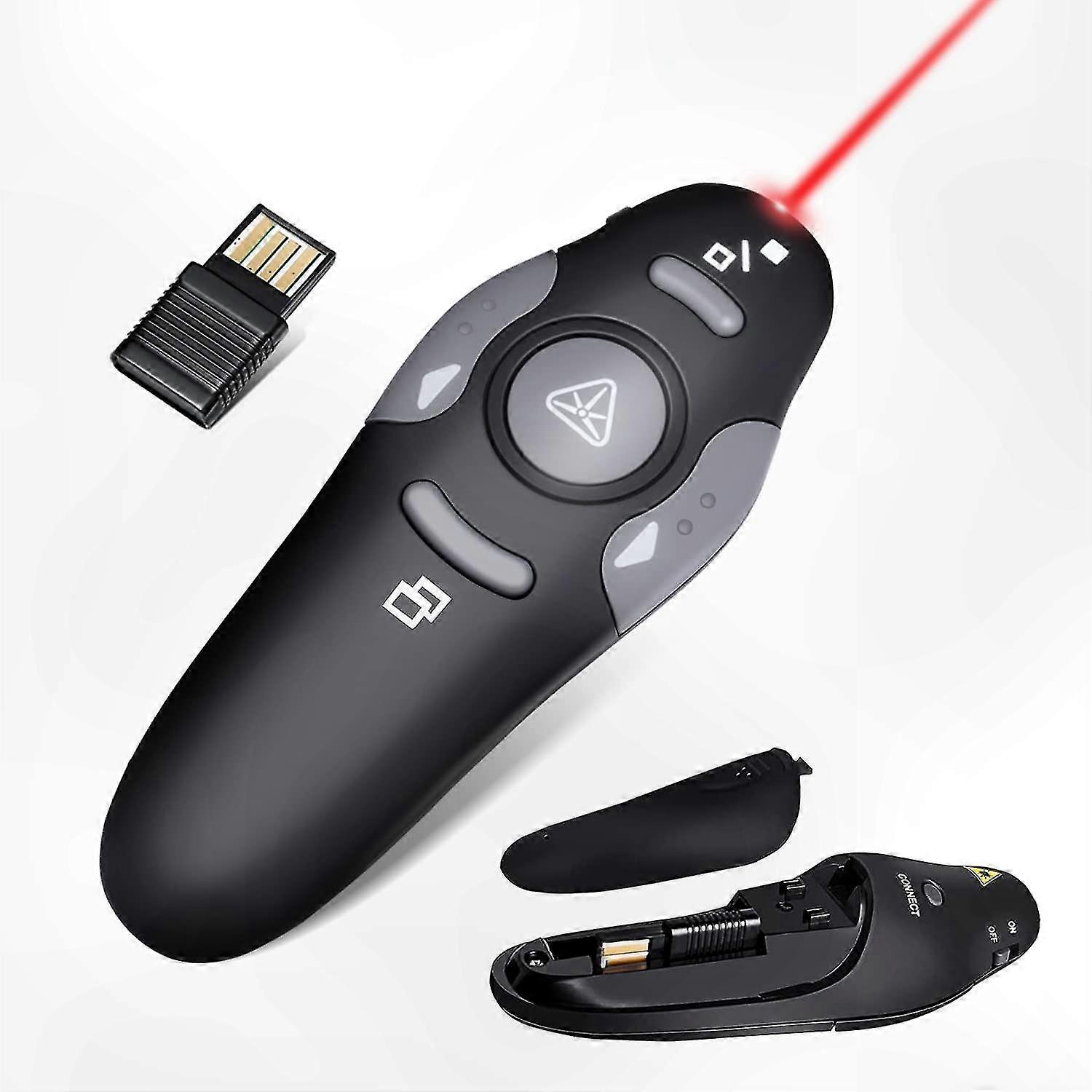 USB Wireless Presenter with Laser for PowerPoint on Mac, Windows, Linux Systems