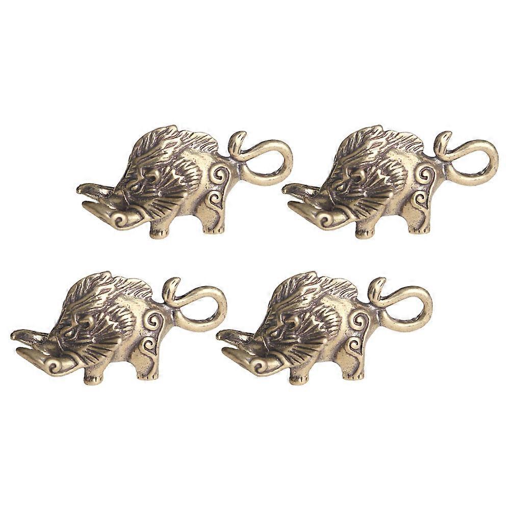 Brass Boar Shape Keychain Pendant for Decoration 12Pcs DIY Craft Charms