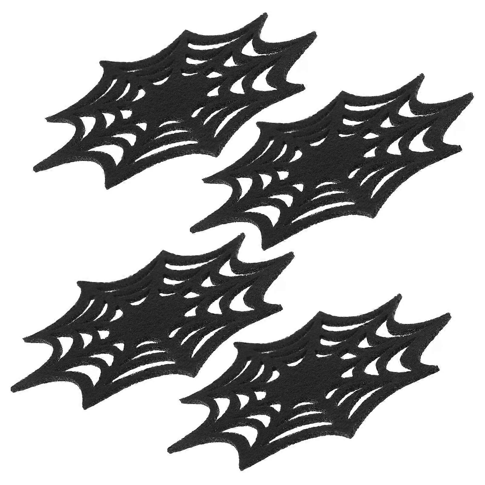 Web Placemats Halloween Decorative for Table Use 8Pcs Black Coasters