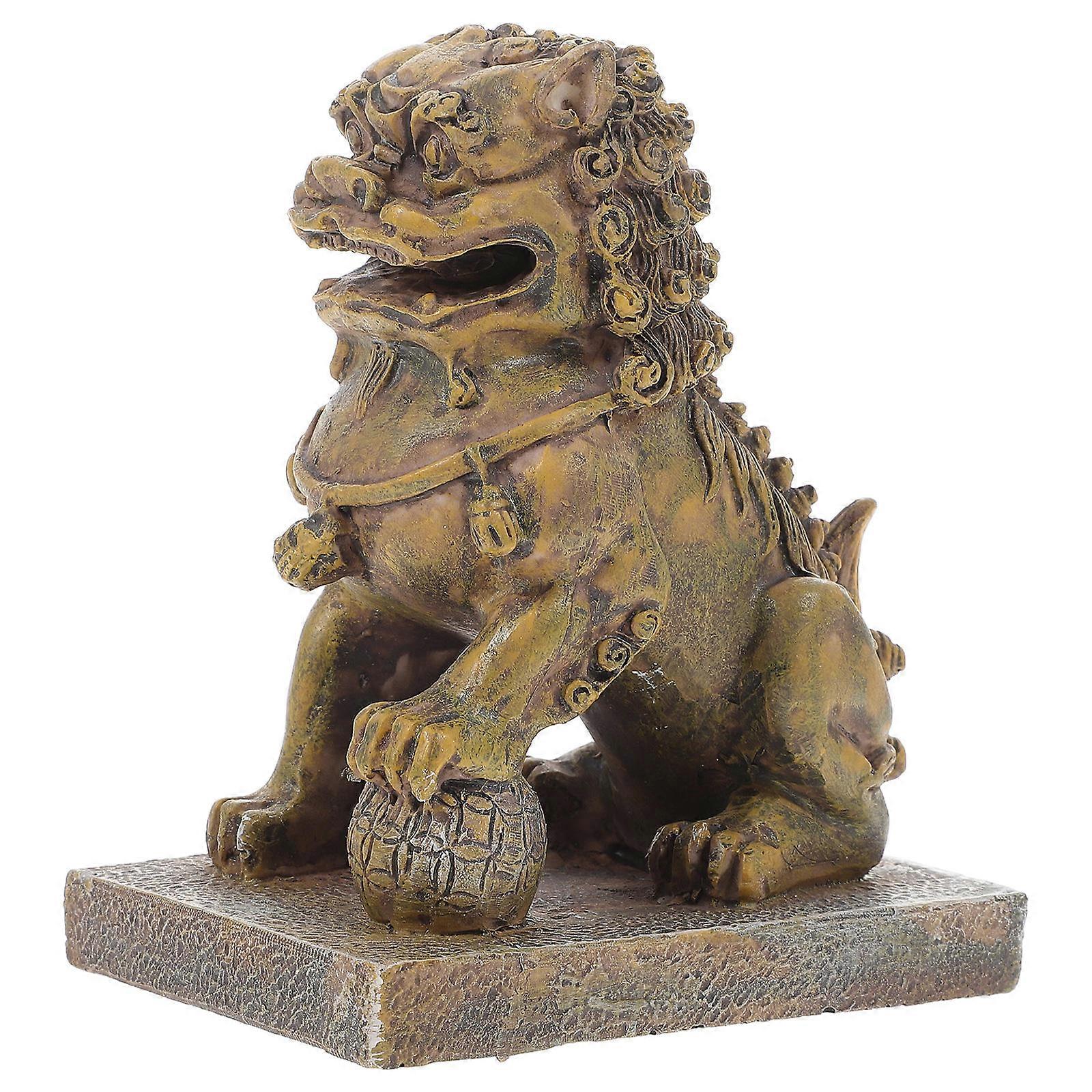 Resin Crafts Aquarium Ornament with Simulation Lion for 3Pcs Set