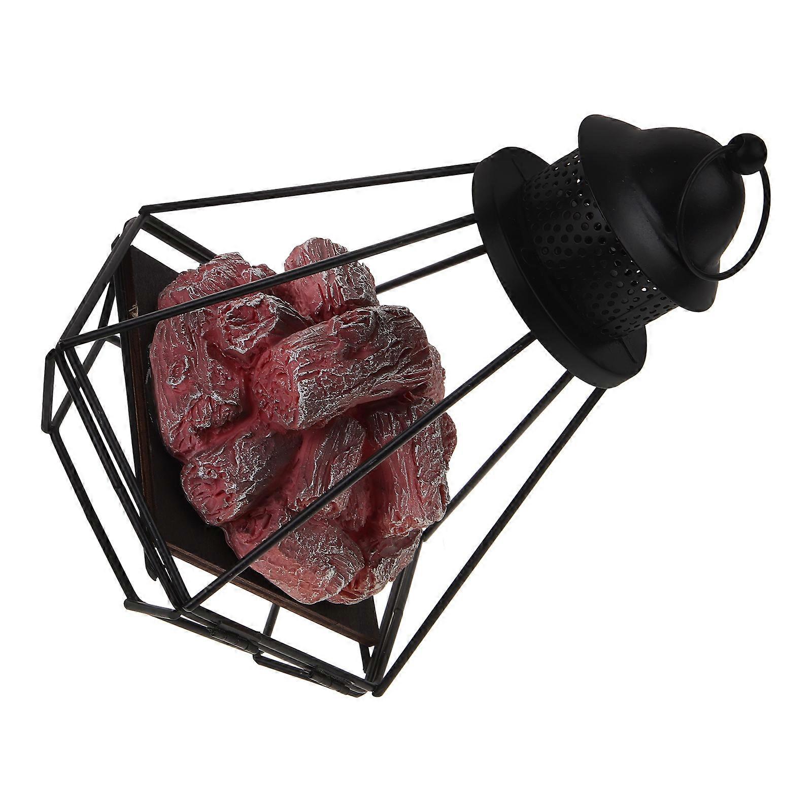 Fireplace Lantern LED Lamp for Ambiance Lighting 2Pcs Iron Material