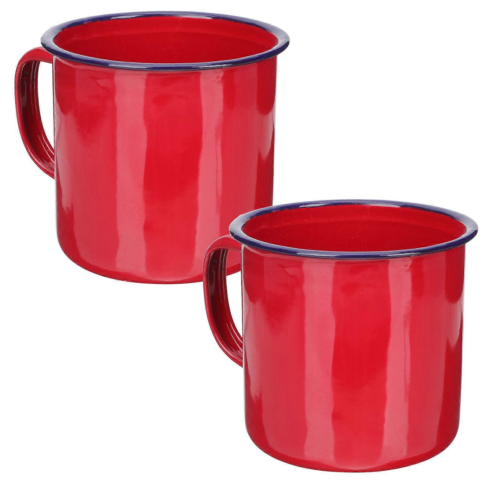 Household Red Enamel Mug for Office Use with 8Pcs Water Cups