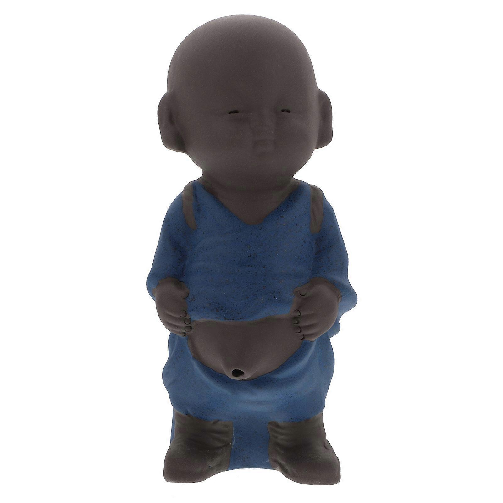 Reusable Tea Strainer Monk Shape for Home Use 6Pcs Blue Ceramic Infuser