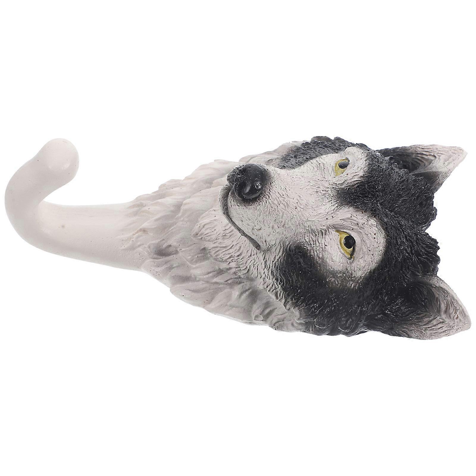 Wolf Rustic Hook Resin Wolf Head Single Wall Hook 2Pcs for Home