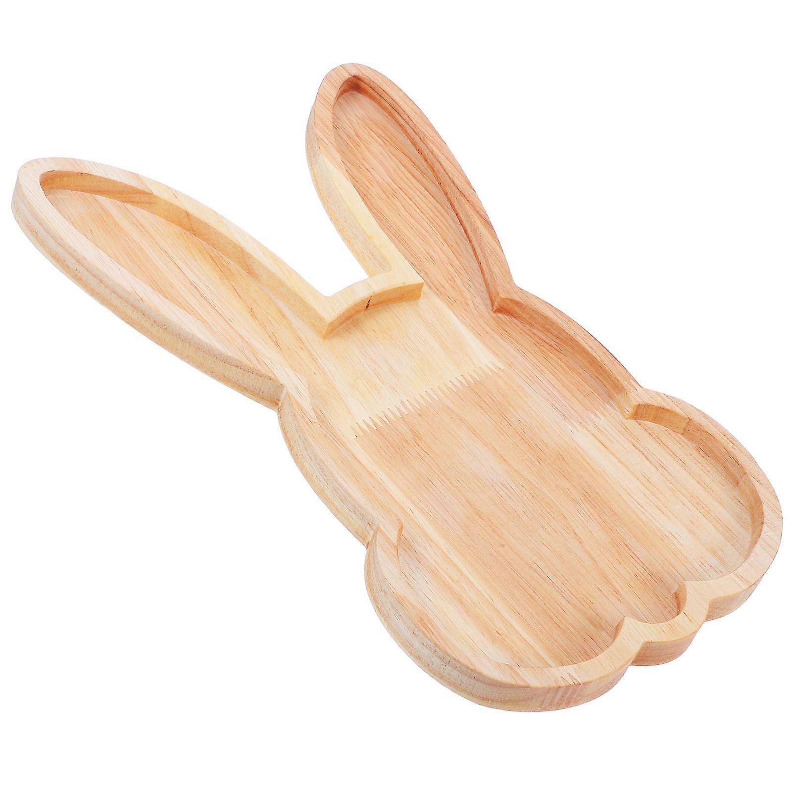 Rustic Wooden Platter Bunny-Shaped Serving Board for 5Pcs Easter Charcuterie