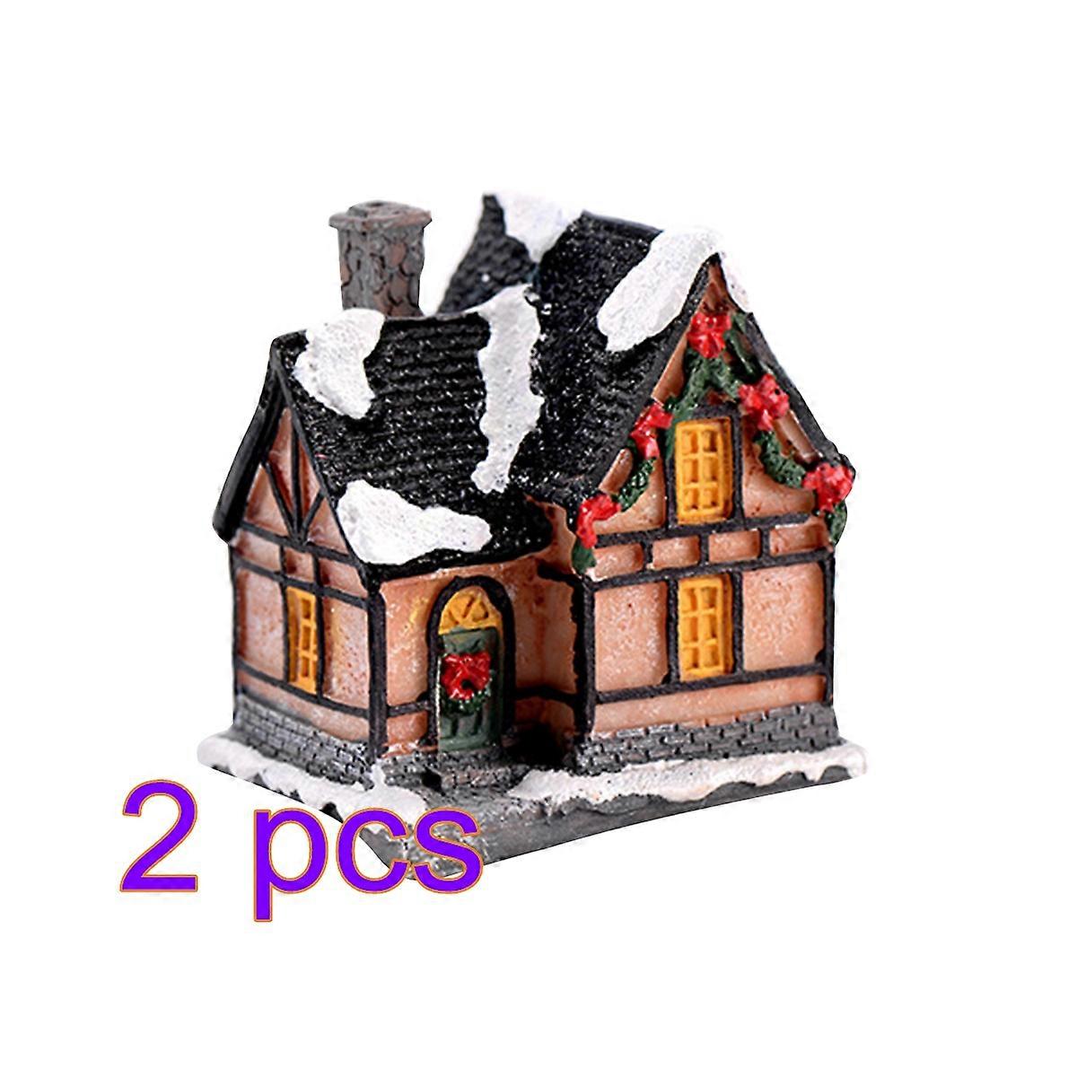 Multi Color Resin Christmas House Ornaments for Miniature Garden