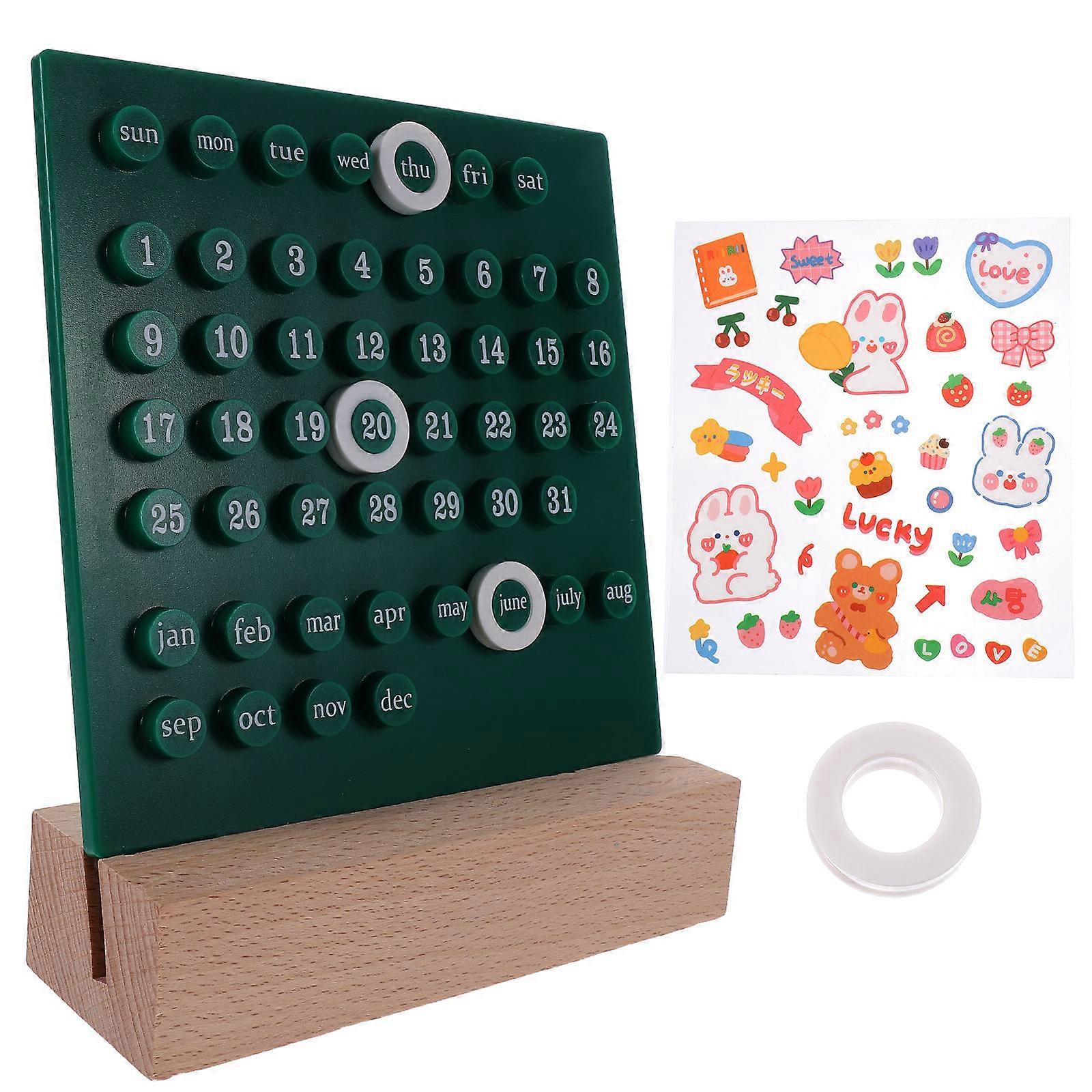 Perpetual Desk Calendar Decorative Calendar for Daily Use 4Sets Green