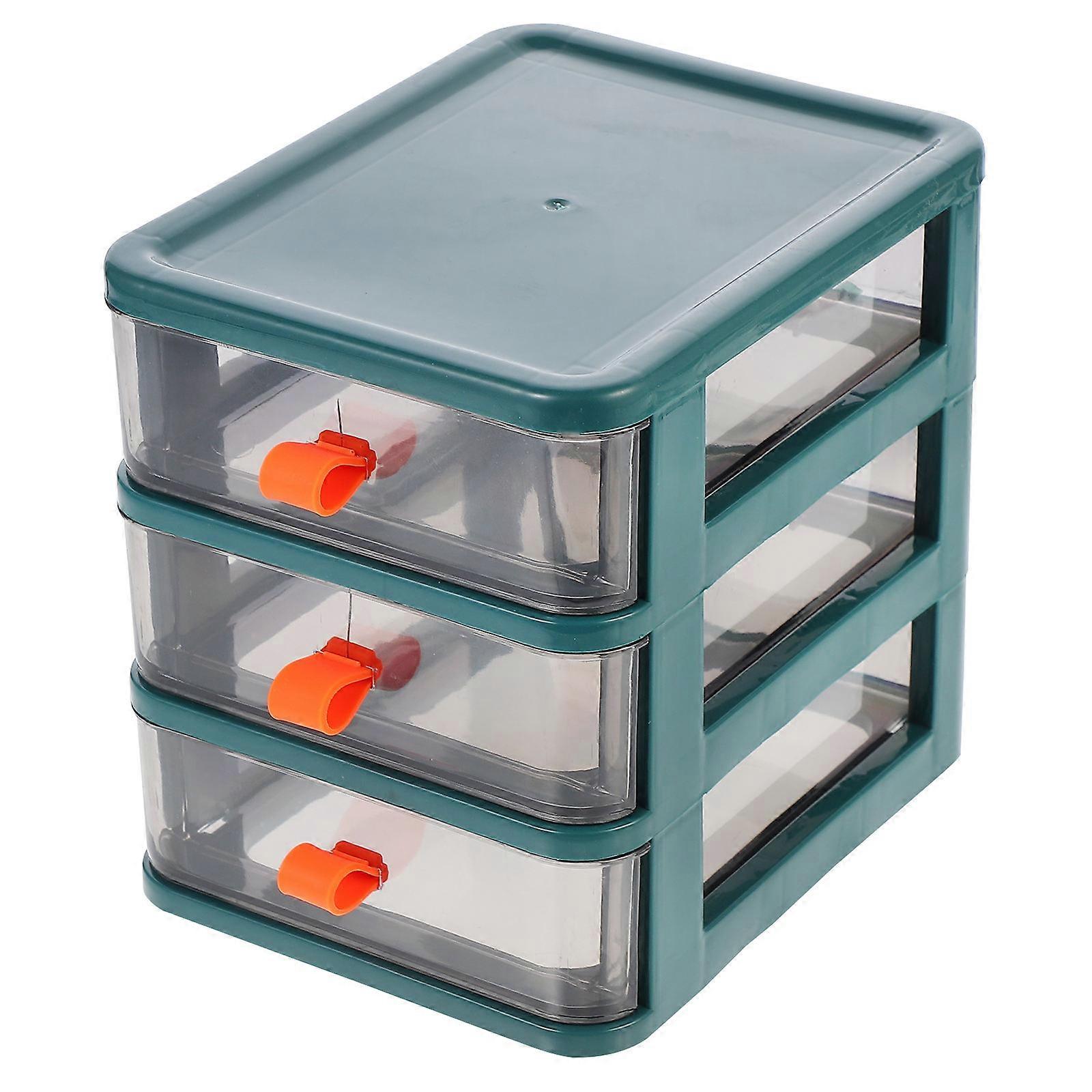 Desktop Storage Box with Drawer for Office 2Pcs Green Organizer