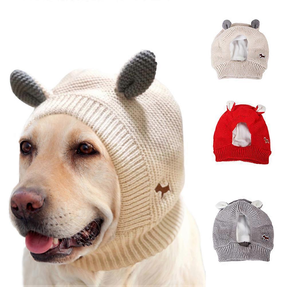 Pet Knitted Hat Rabbit Ear Winter Hat for Wearing Red