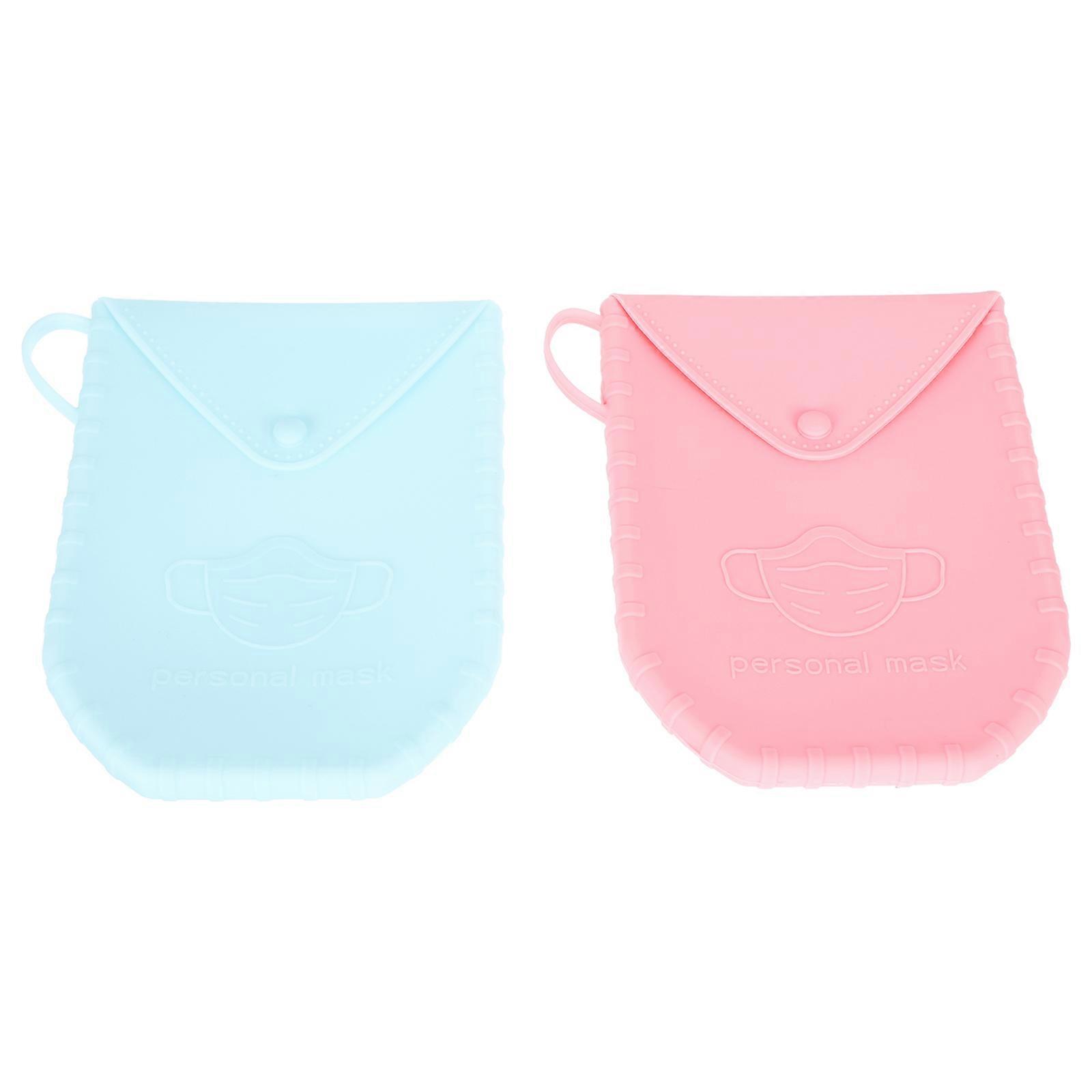 Mask Storage Bag with Silicone Mask Storage Box for Temporary Use 2Pcs