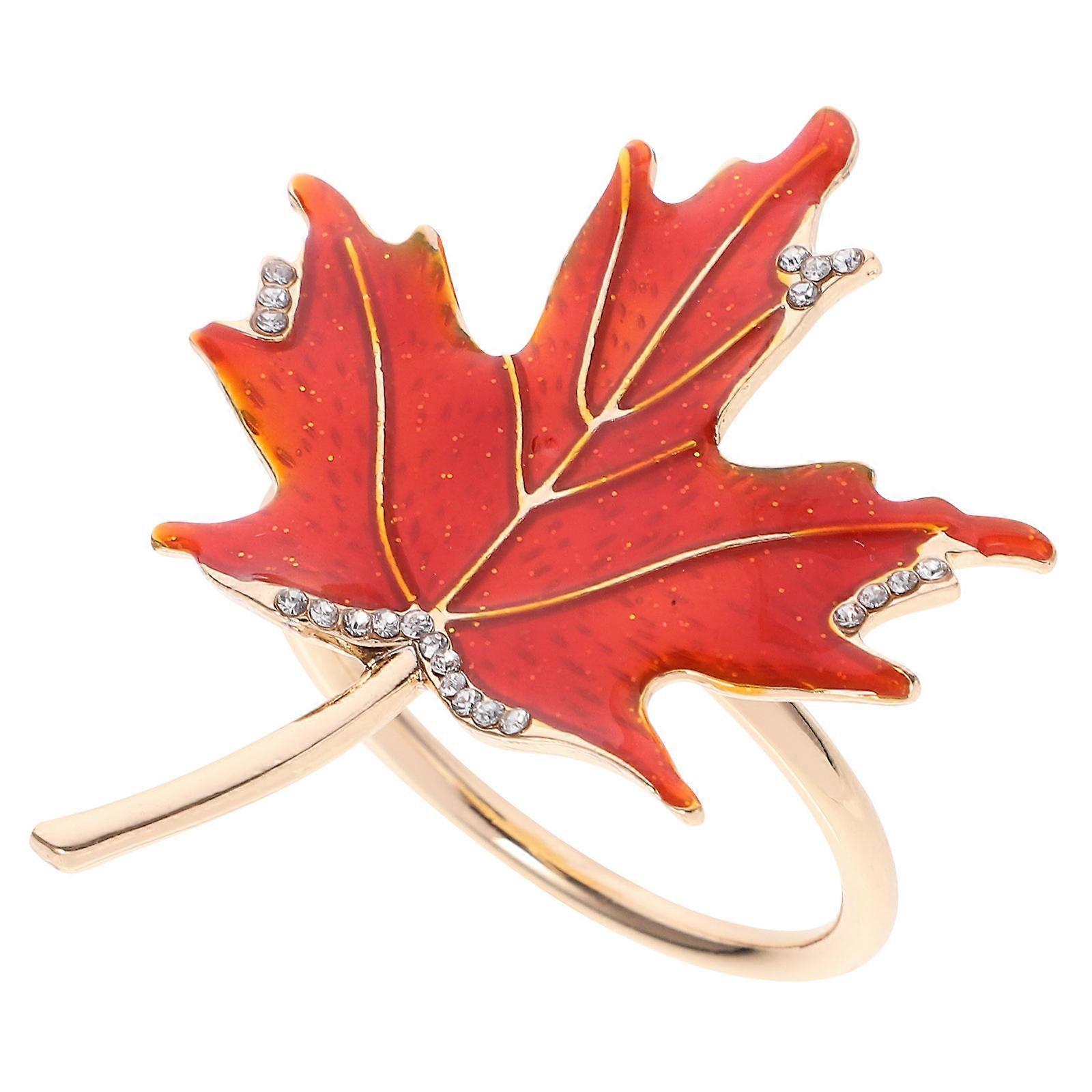3Pcs Maple Leaf Shaped Napkin Ring Metal Material Suitable For Wedding Picnic Table Decoration