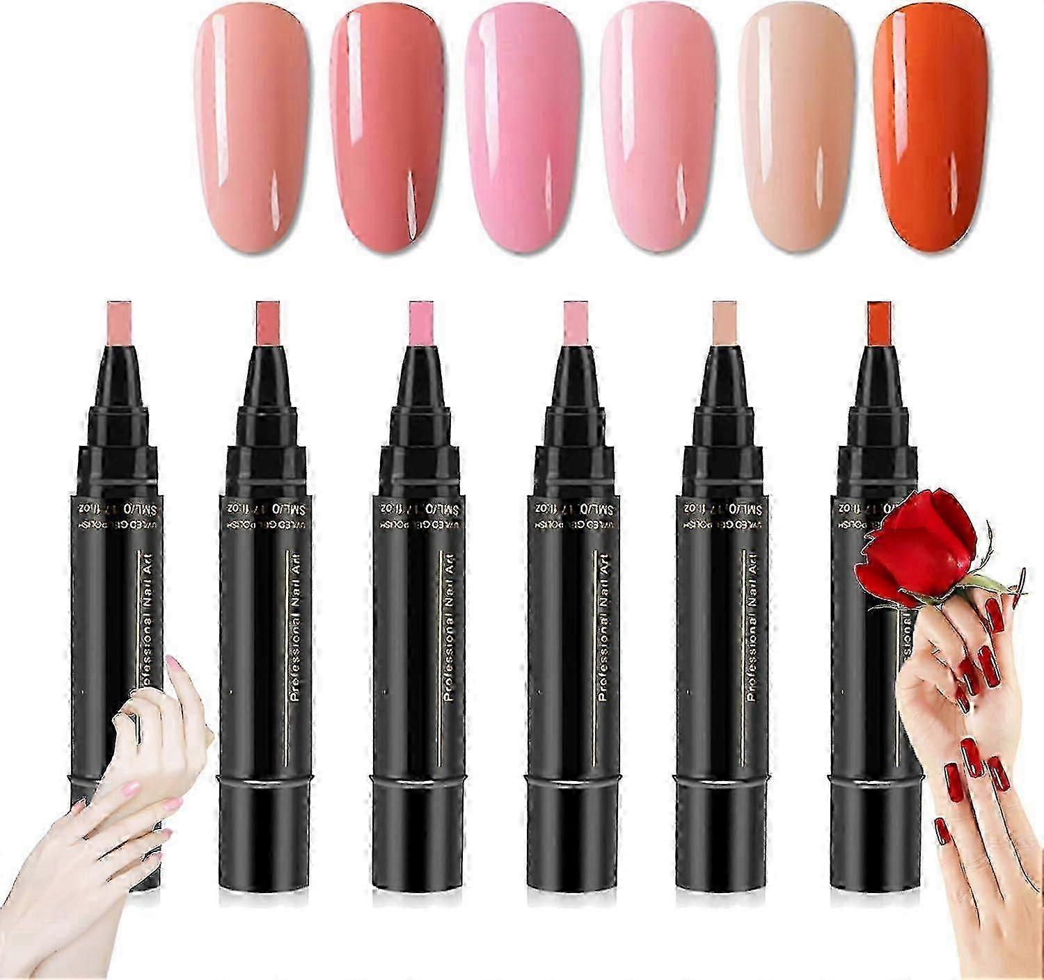 6kpl kynsilakkakynä, 36 väri kynsilakkageelikynä 5ml, 3 in 1 geelikynsilakkakynä, liotettu UV LED kynsilakka kynsityökalut naisille