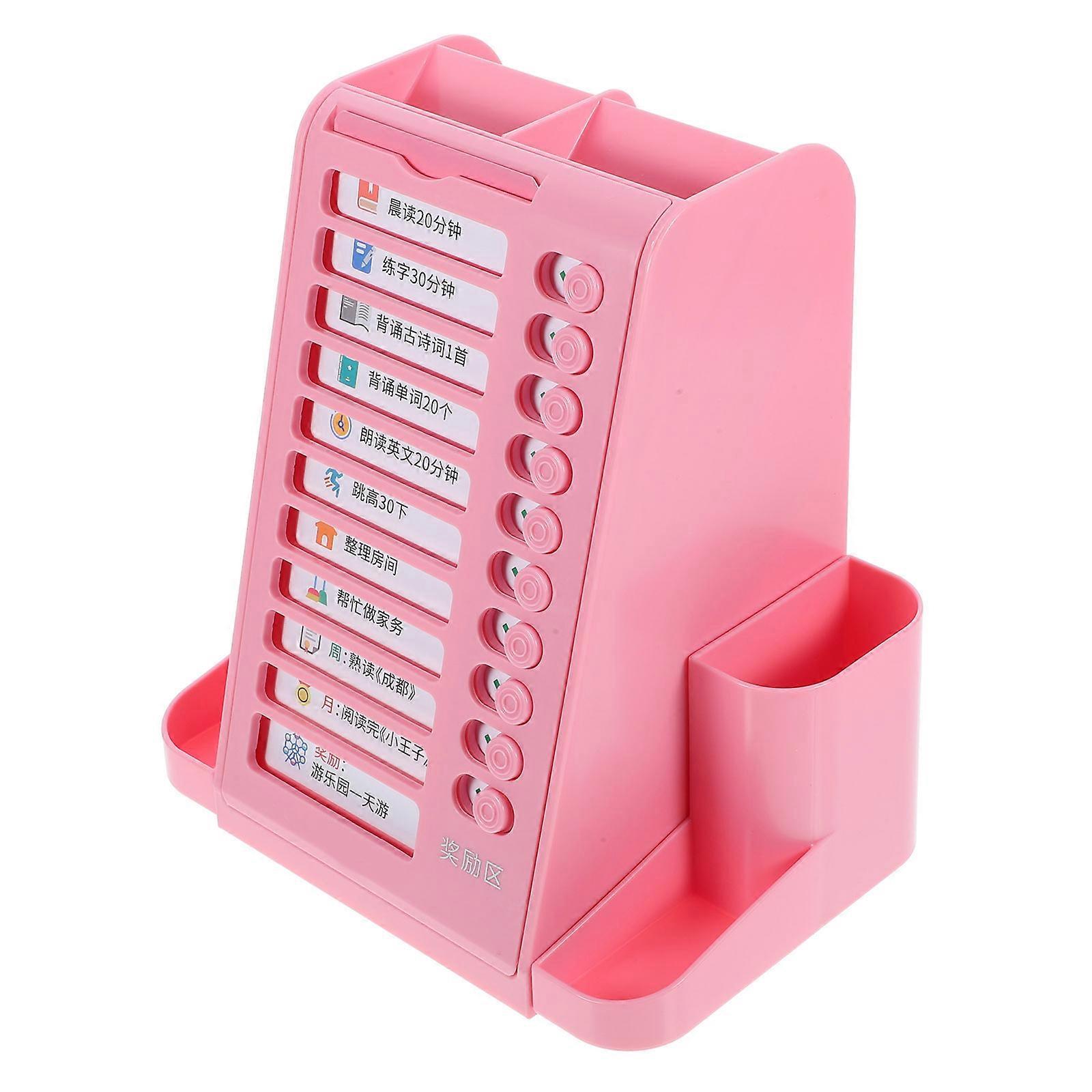 Desk Pen Holder Plastic Organizer for Storage 2Pcs Pink Set