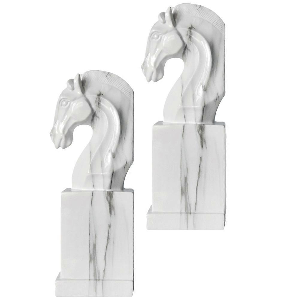 Decorative Bookend Horse Head Resin Book Fixator for 1Pair White Nordic Style
