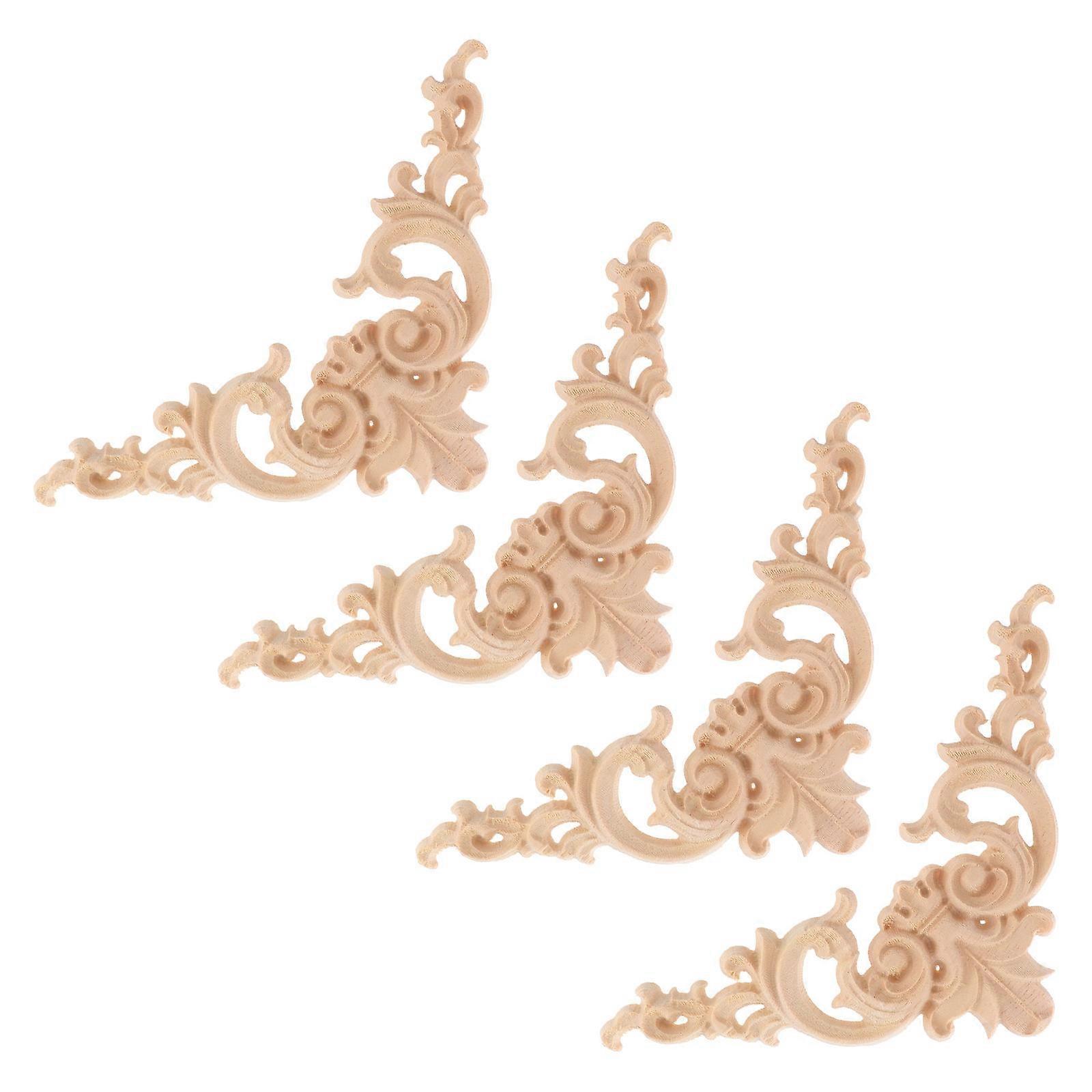 Wood Carved Decorations Solid Wood Carved Corner for Decorating 8Pcs