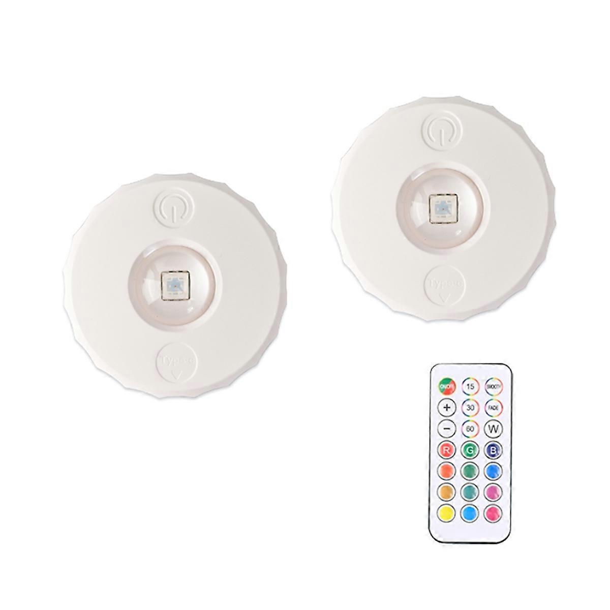 Puck Lights LED RGB Dimmable Under Cabinet Lighting with Remote 2PCS