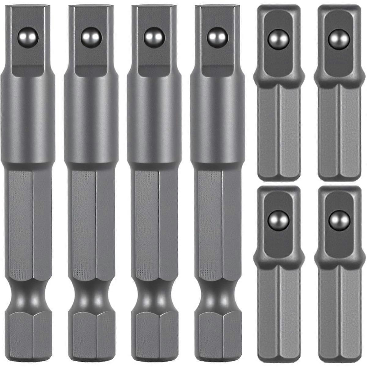 8 Pieces 1/4 Hex to 1/4 Square Socket Adapter, Drill Socket Adapter Square Socket Drill Adapter 1/4 Inch for Car DIY