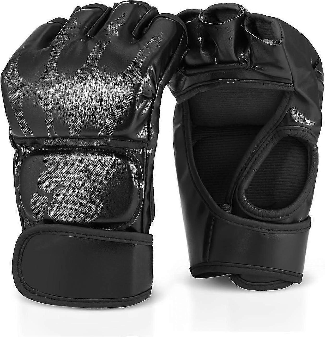 MMAグローブ、男性、女性、ティーンユースのためのフィンガーレスボクシンググローブ、UFCグラップリングKrav MAGAキックボクシンググローブ、トレーニング用