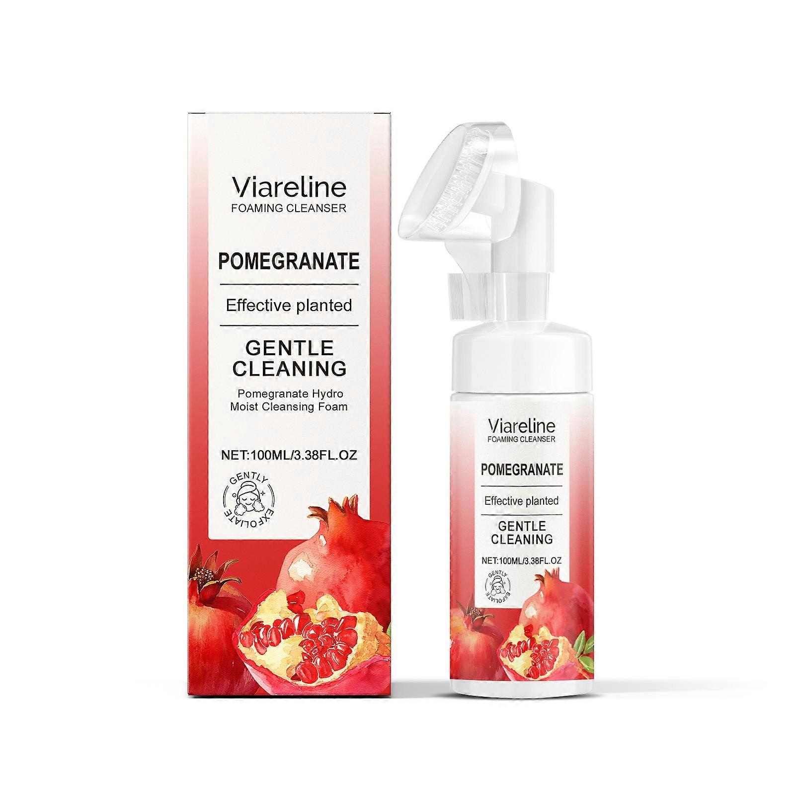Viareline Pomegranate Foam Cleanser, Gently Cleanses Facial Skin, Refreshing And Moist With Dense Foam