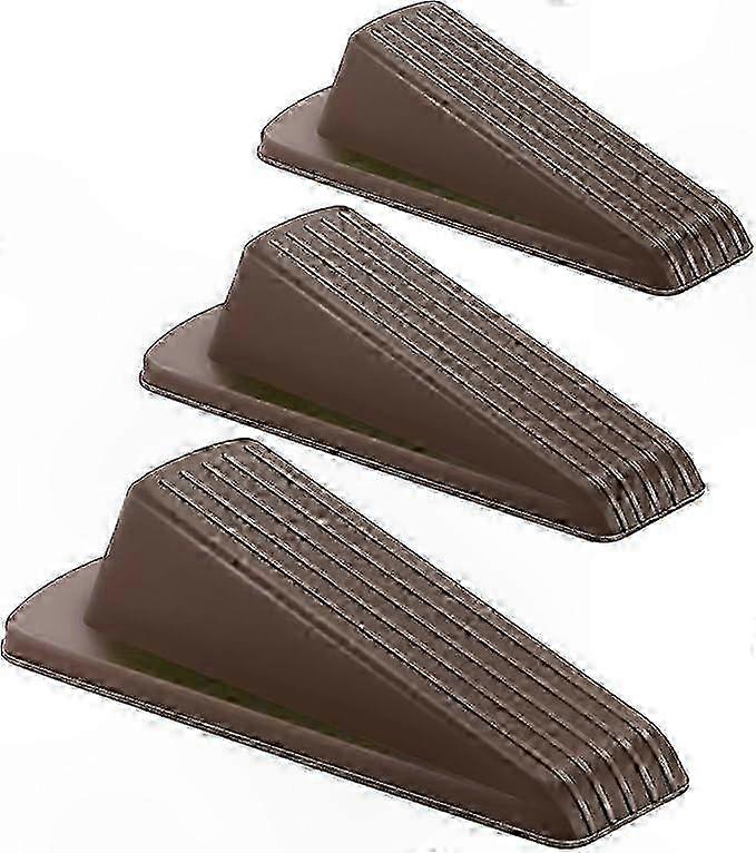 3-Pack Rubber Wedge Door Stoppers, Non-Slip Floor Compatible Durable Design
