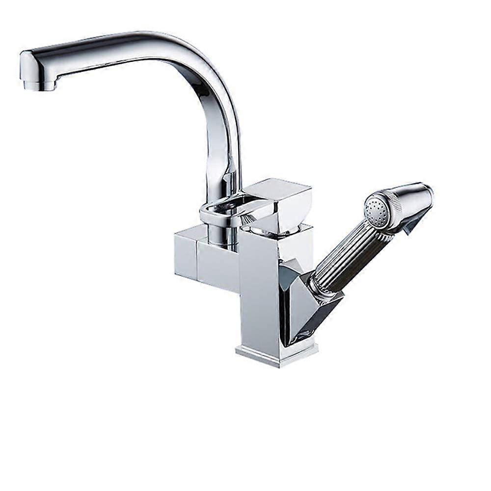 Kitchen Faucet With PullOut Spray, Single Handle, 360 Degree Swivel, Chrome Finish, For Kitchen Sink