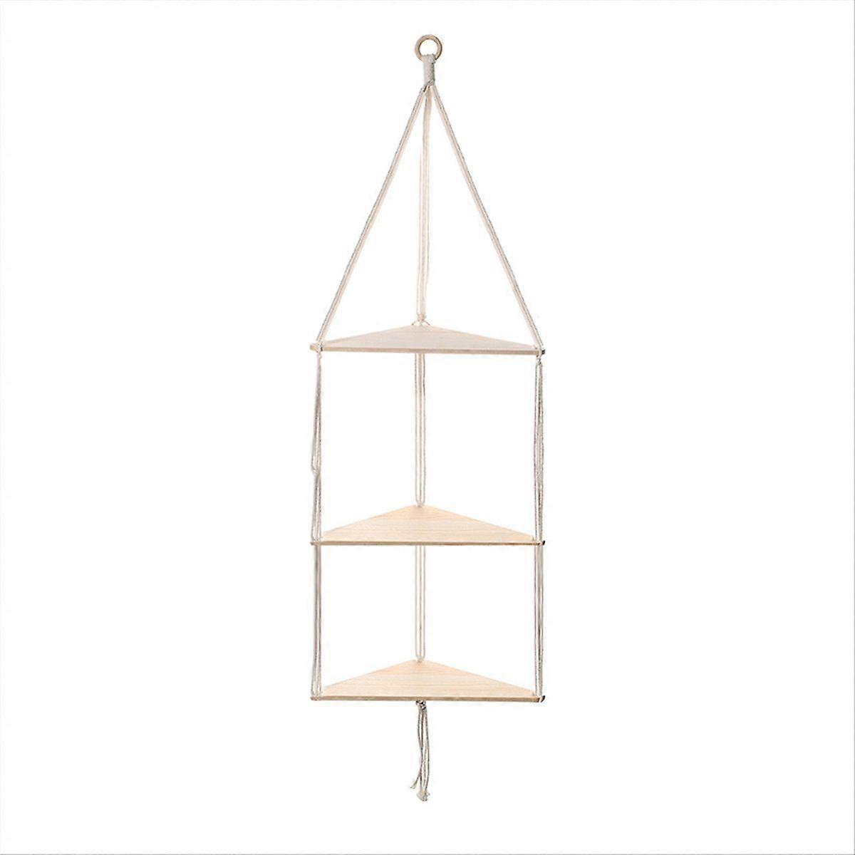 3-tier Floating Wall Shelf Wood Triangle Corner Display Stand